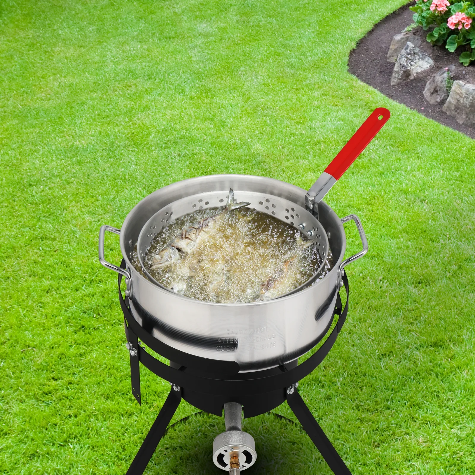 30 Qt Iron Aluminum Turkey Fryer Pot,Outdoor Fryer Kit with Injector Thermometer Kit,54000 BTU Outdoor Propane Stove Burner Stand for 20lbs Turkey,10Pcs,Silver(10 Pack) - Image 9