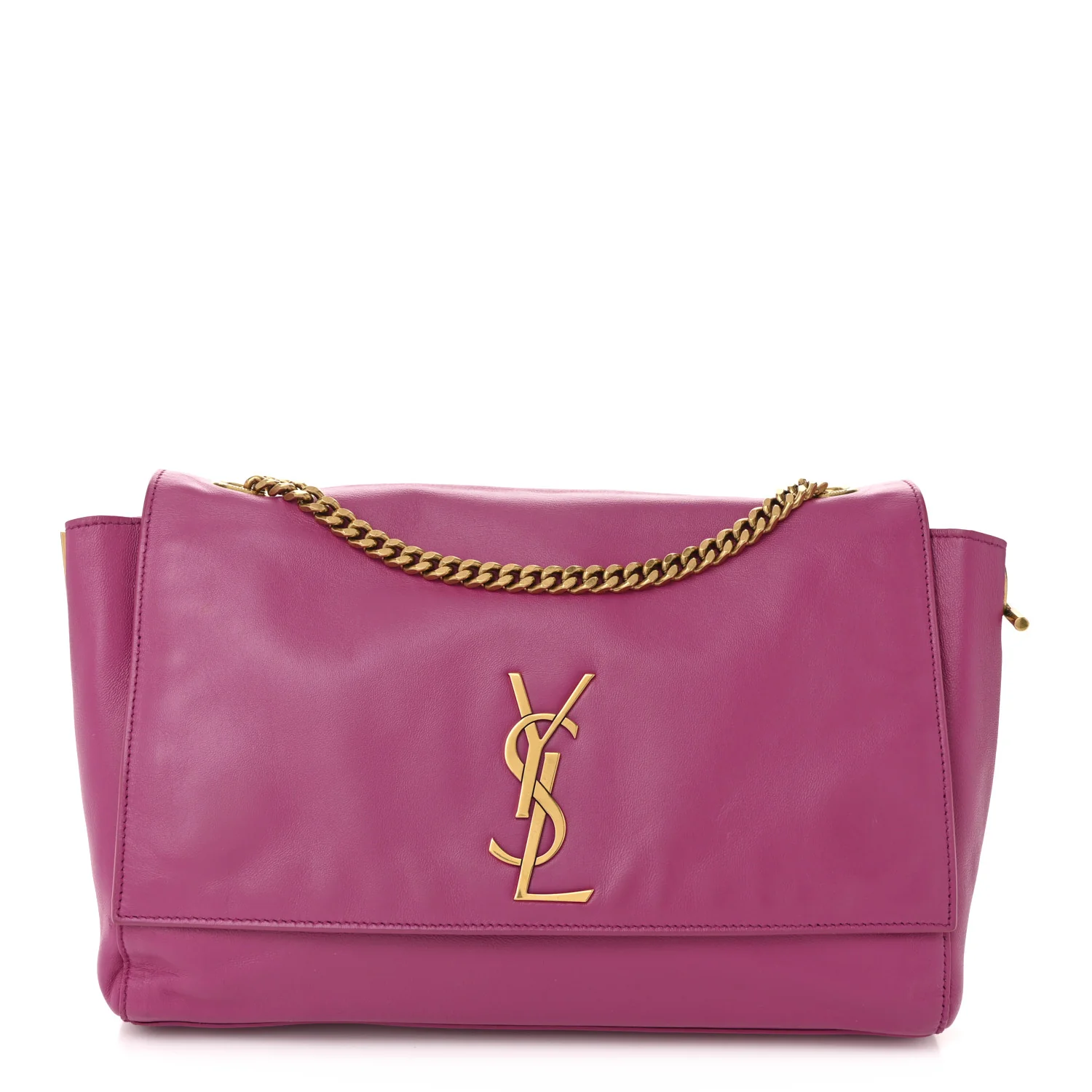 Smooth Calfskin Suede Medium Reversible Monogram Kate Satchel Rose Rubis