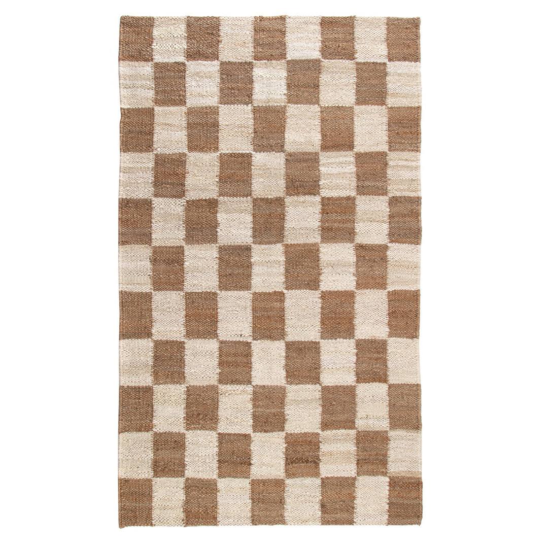 Madalene Checkerboard Natural and Ivory Rug Birch Lane Rug Size: Rectangle 2' x 3'