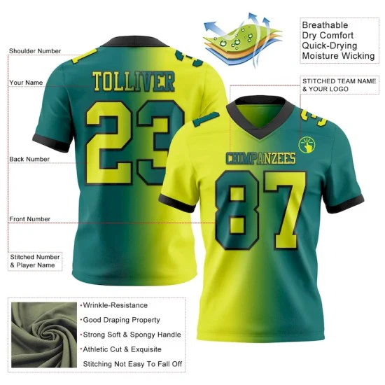 Custom Teal Neon Yellow-Black Mesh Gradient Fashion Jersey