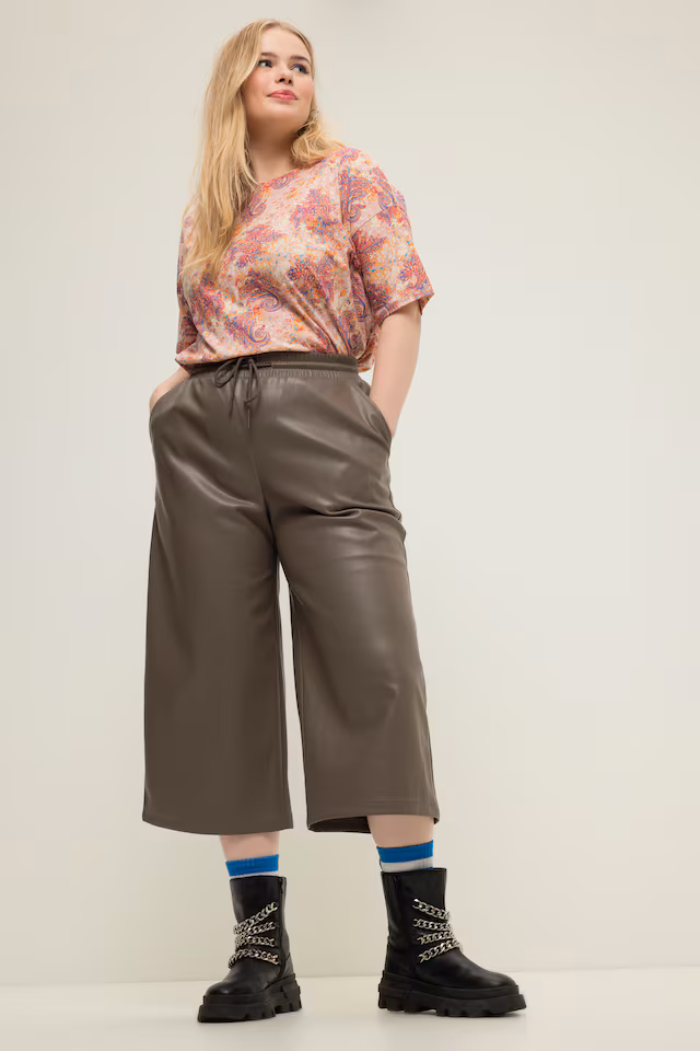 Faux Leather Wide Leg Culottes