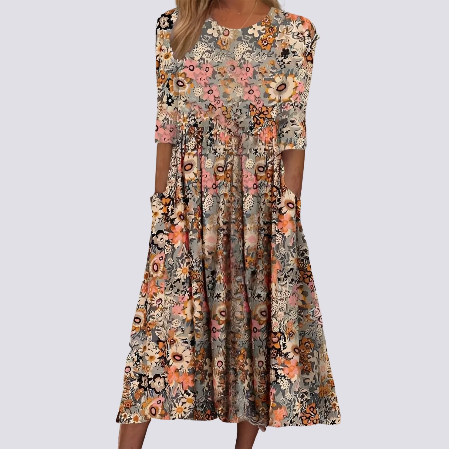 Lucie - Robe longue fleurie élégante
