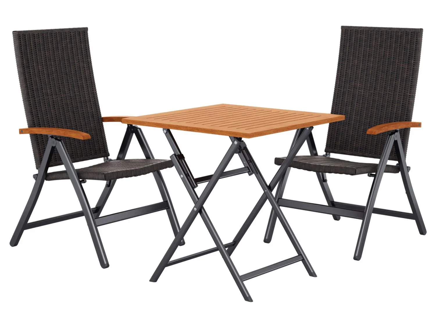 LIVARNO Table de jardin + Lot de 2 fauteuils pliants tresss Valencia