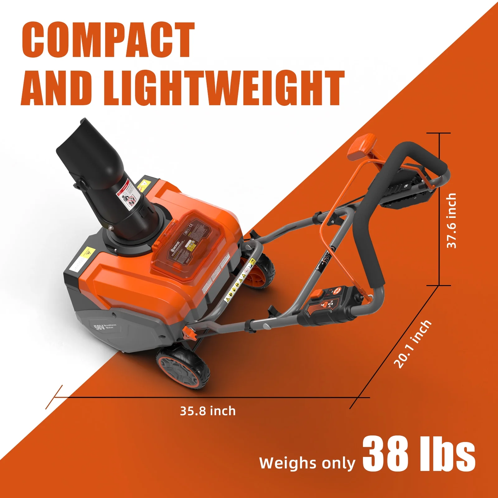 Cordless Snow Blower Battery Powered 18 Inch, 58V 5Ah Battery and Charger Included - Image 9