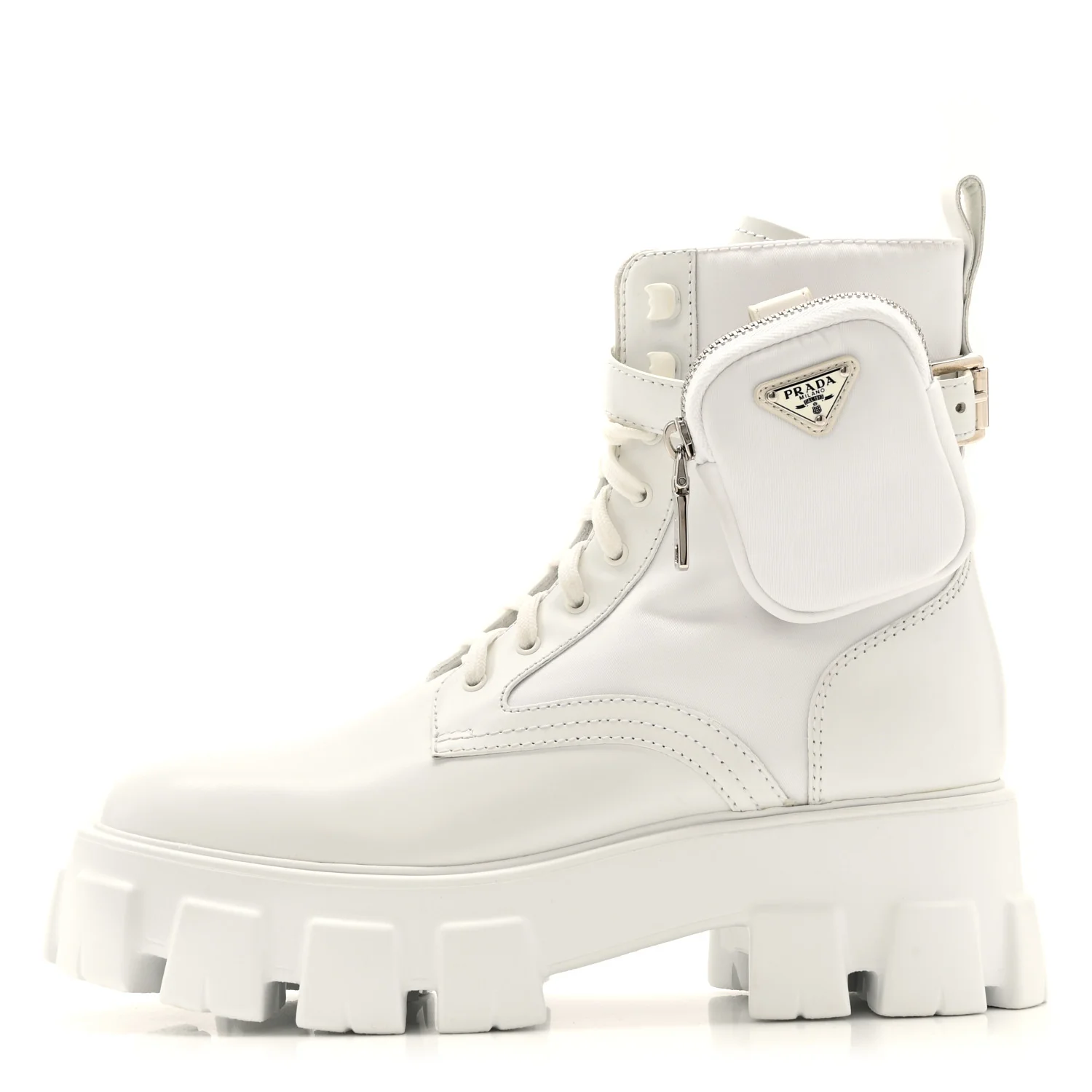 Spazzolato Rois Re-Nylon Metal Triangle Logo Monolith Pouch Pocket 55mm Boots 40 White