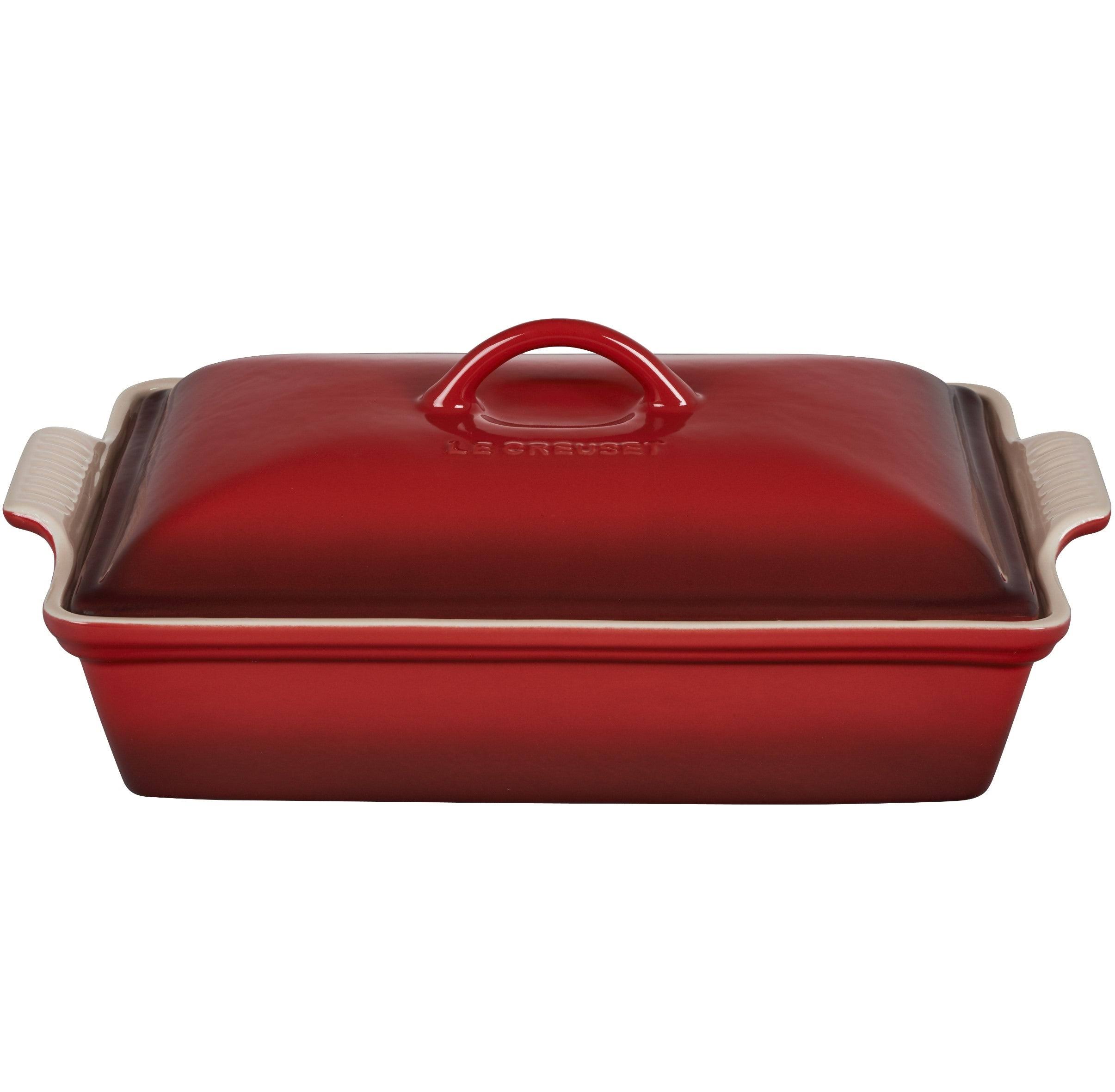 Le Creuset Heritage Covered Rectangular Casserole 4 qt Cerise.