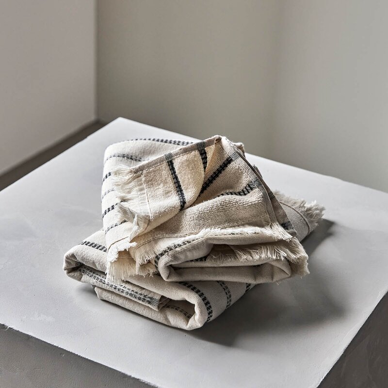 Håndkle 50x100 cm 2 stk offwhite/svart