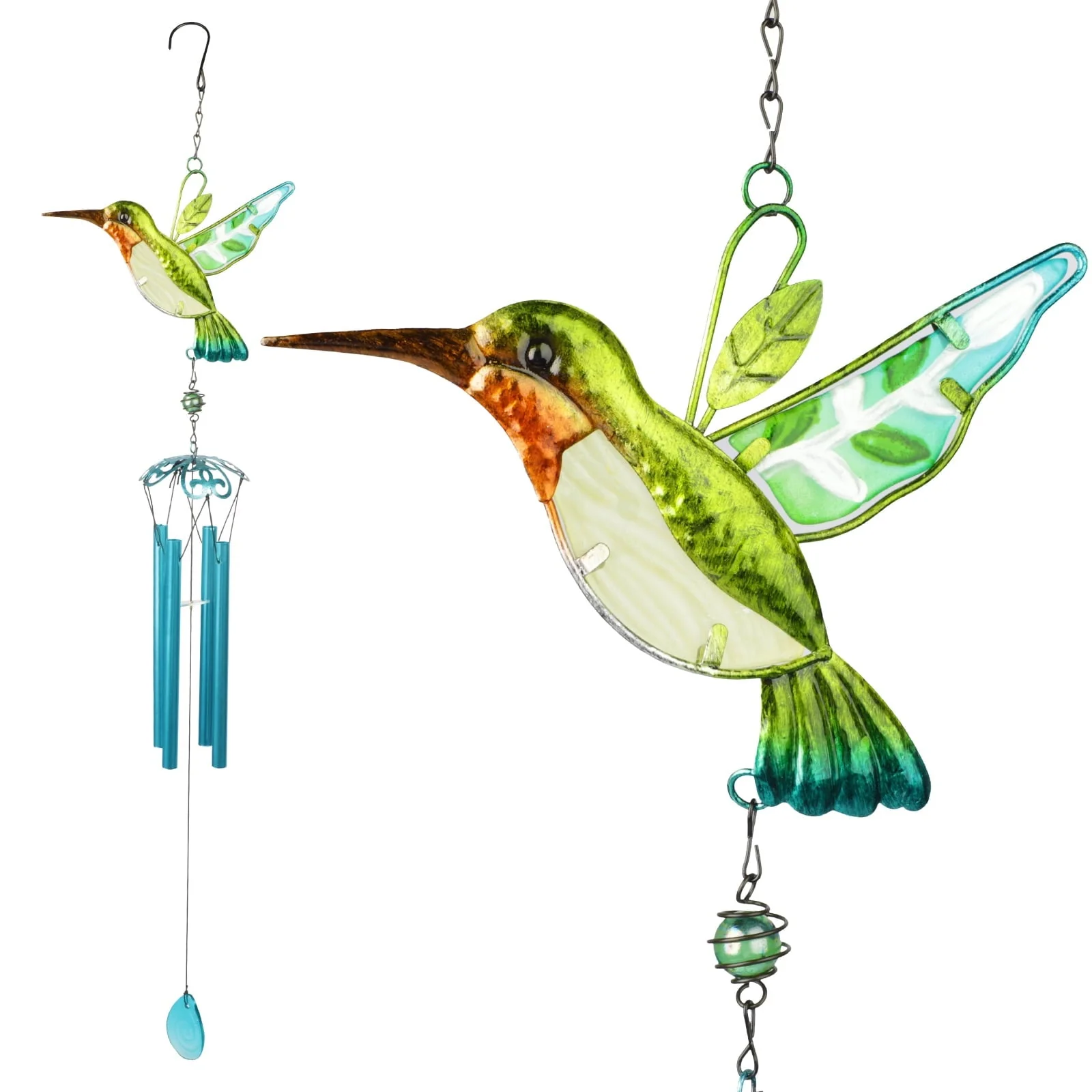 Hummingbird Wind Chimes, Eeekit Hummingbird Metal Tubes Wind Chime Bell Waterproof Wall Hanging Ornament Wind Chimes for Outdoor Indoor Gardening Yard Pathway Decoration