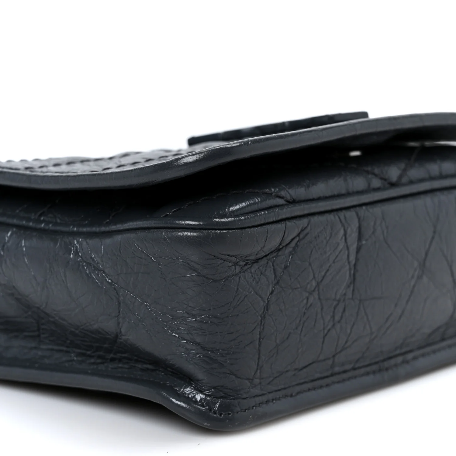 Crinkled Calfskin Matelasse Monogram Niki Chain Wallet Dark Smog