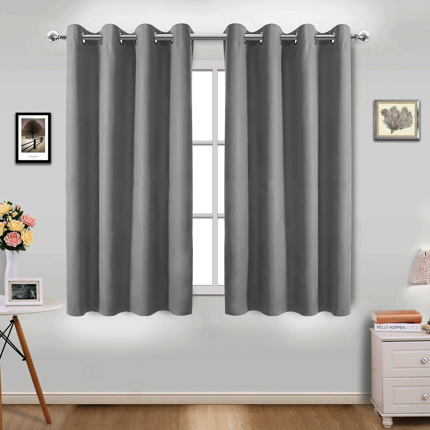 Pro Space Grommet Top Insulated Thermal Blackout Window Curtain Solid Room Drape (1 Panel) Grey 52 inchw x 54 inchh 54 Inches, Size: 52W x 54H, Gray
