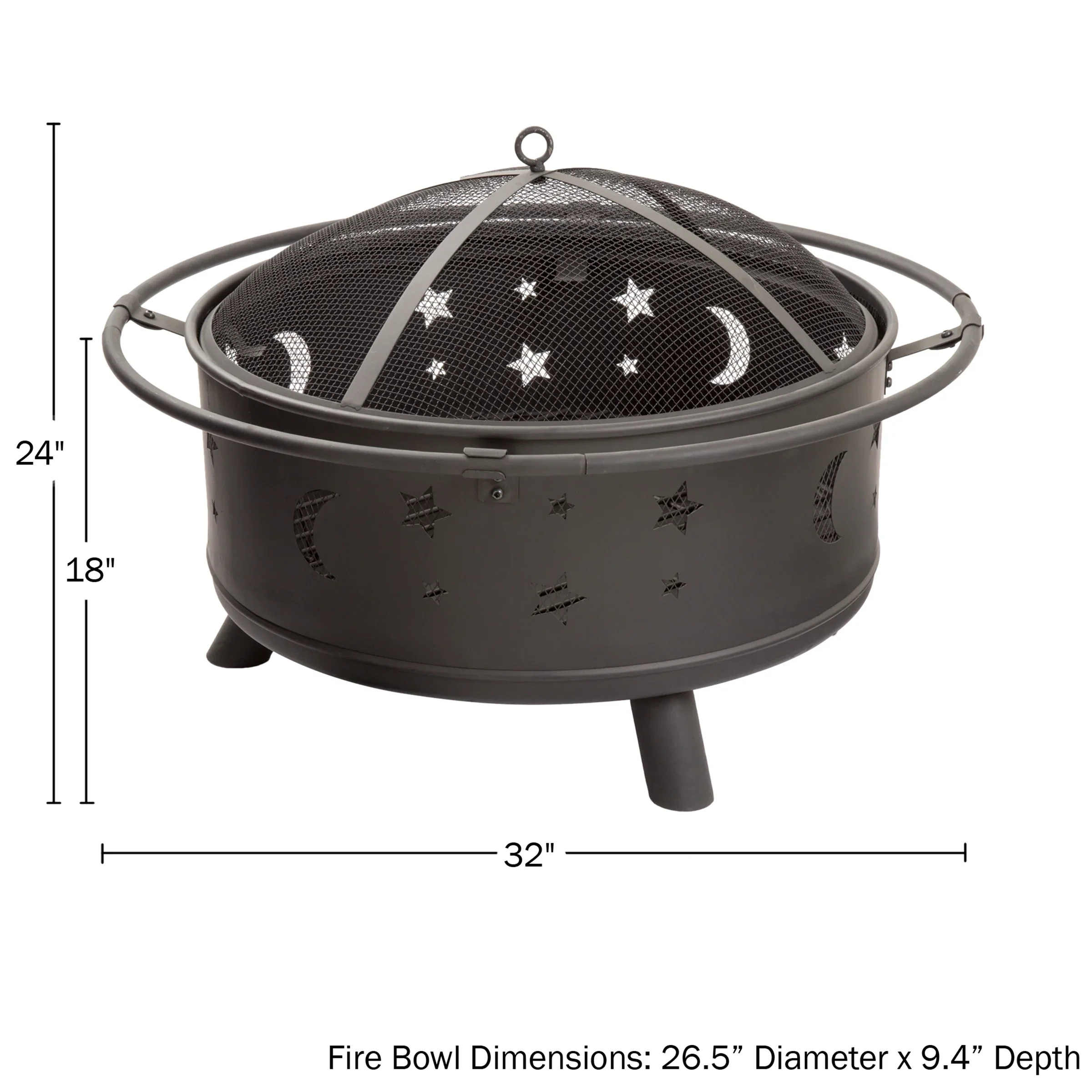 Pure Garden 32-Inch Outdoor Wood Burning Fire Pit with PVC Cover (Black)