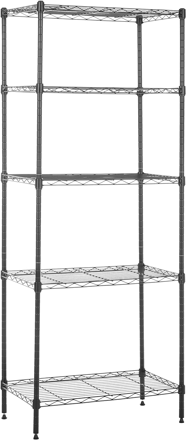 Amazon Basics 5-Shelf Multipurpose Adjustable Steel Garage Shelving Unit, Storage Rack for Kitchen, 200 lbs Per Shelf, Easy Assembly, 13.4