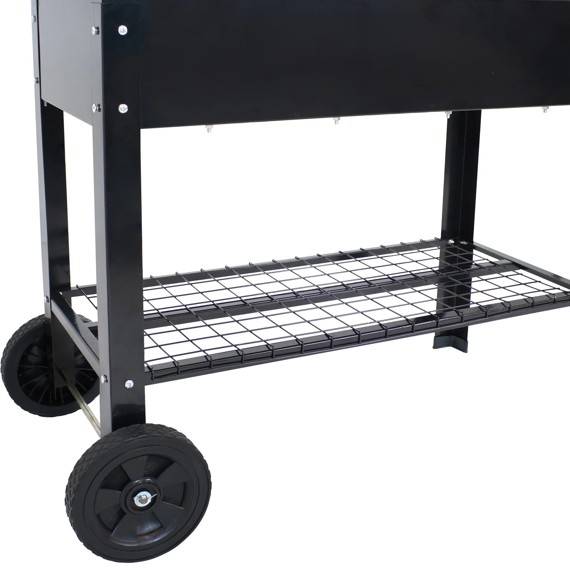 Sunnydaze 43.5 x 20.75 x 31.75 Blue Galvanized Steel Raised Garden Bed Cart with Wheels