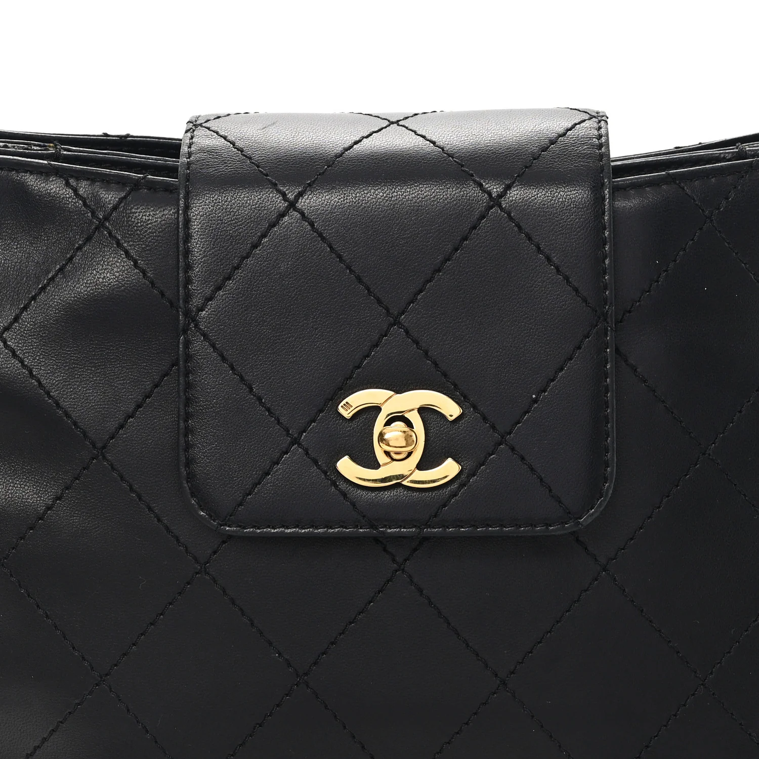 Lambskin Quilted CC Flap Shoulder Bag Black