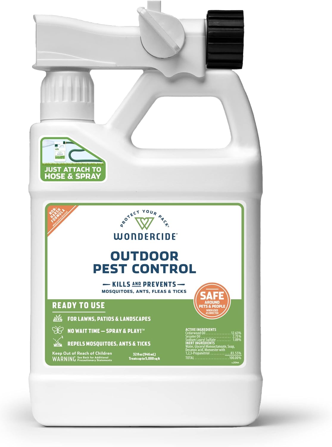 Wondercide - Outdoor Pest Control Spray with Natural Essential Oils - 32 oz| Mosquito, Ant, Flea, Tick, Insect Repellent, Treatment, Killer - Ready to Use - Safe Around Pets and Kids
