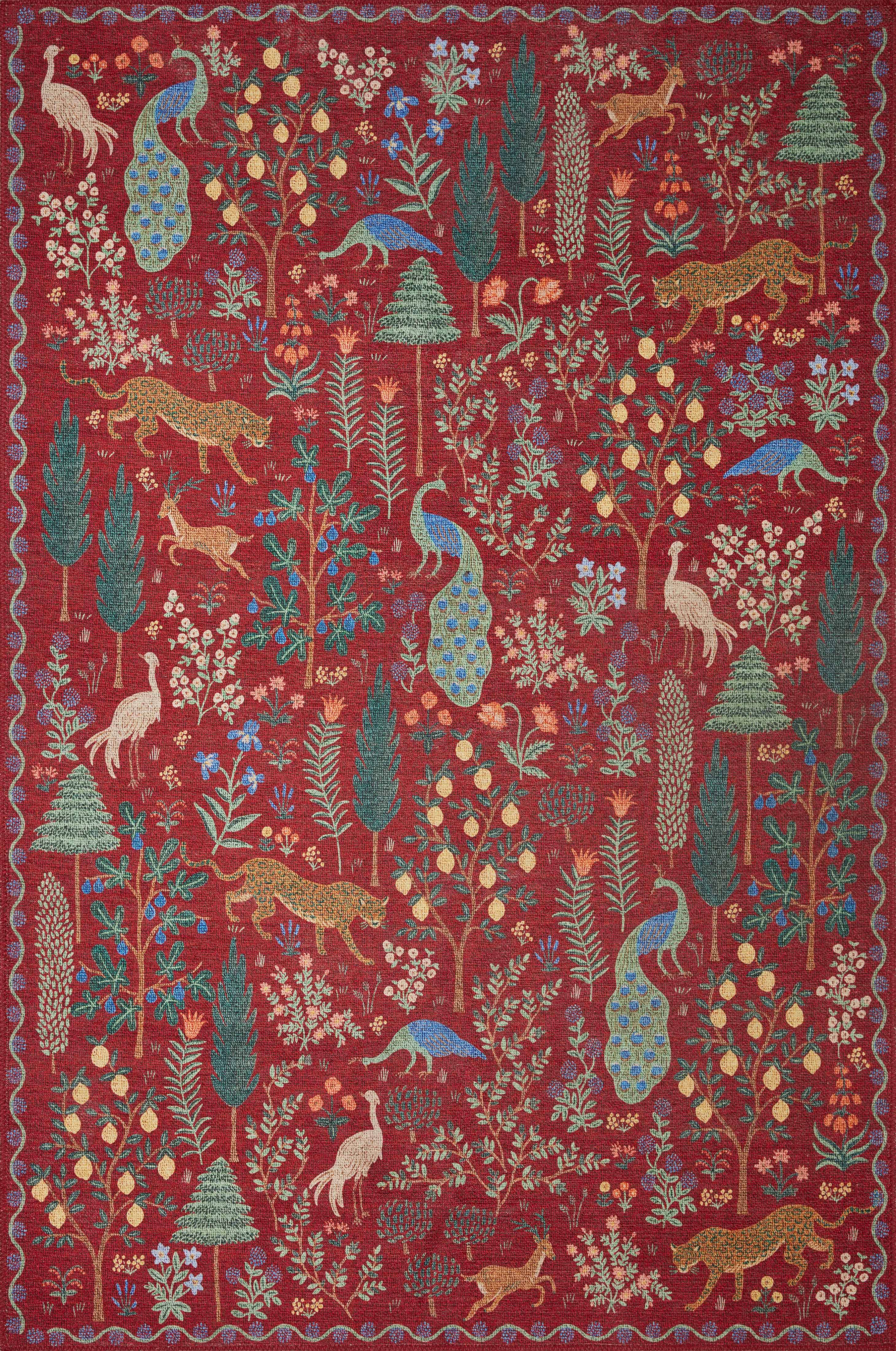 Rifle Paper Co. x Loloi Menagerie Crimson Rug Size: 18