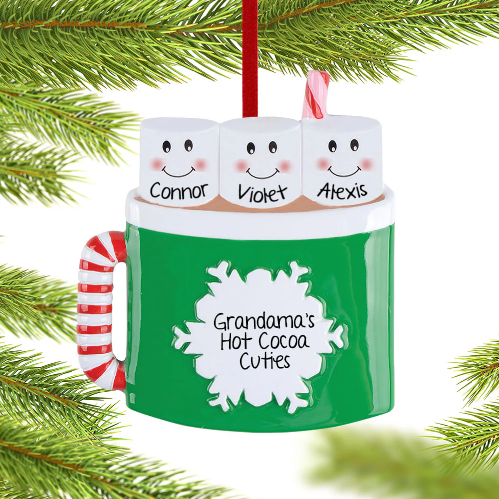Marshmallow Mug Family Personalized Ornament - 3, 4, 5, 6 Family Members