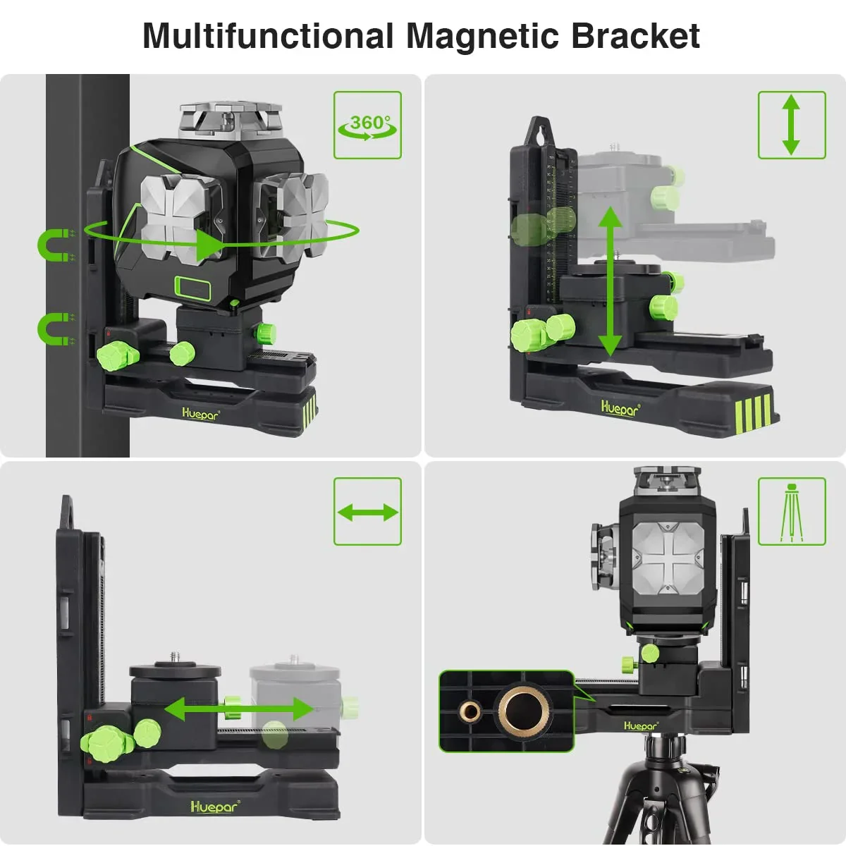 4D 16 Lines Self-Leveling Laser Level, 200Ft Green Beam 4 x 360° Cross Line Laser Level Tools with LCD Screen, Bluetooth and Magnetic Bracket
