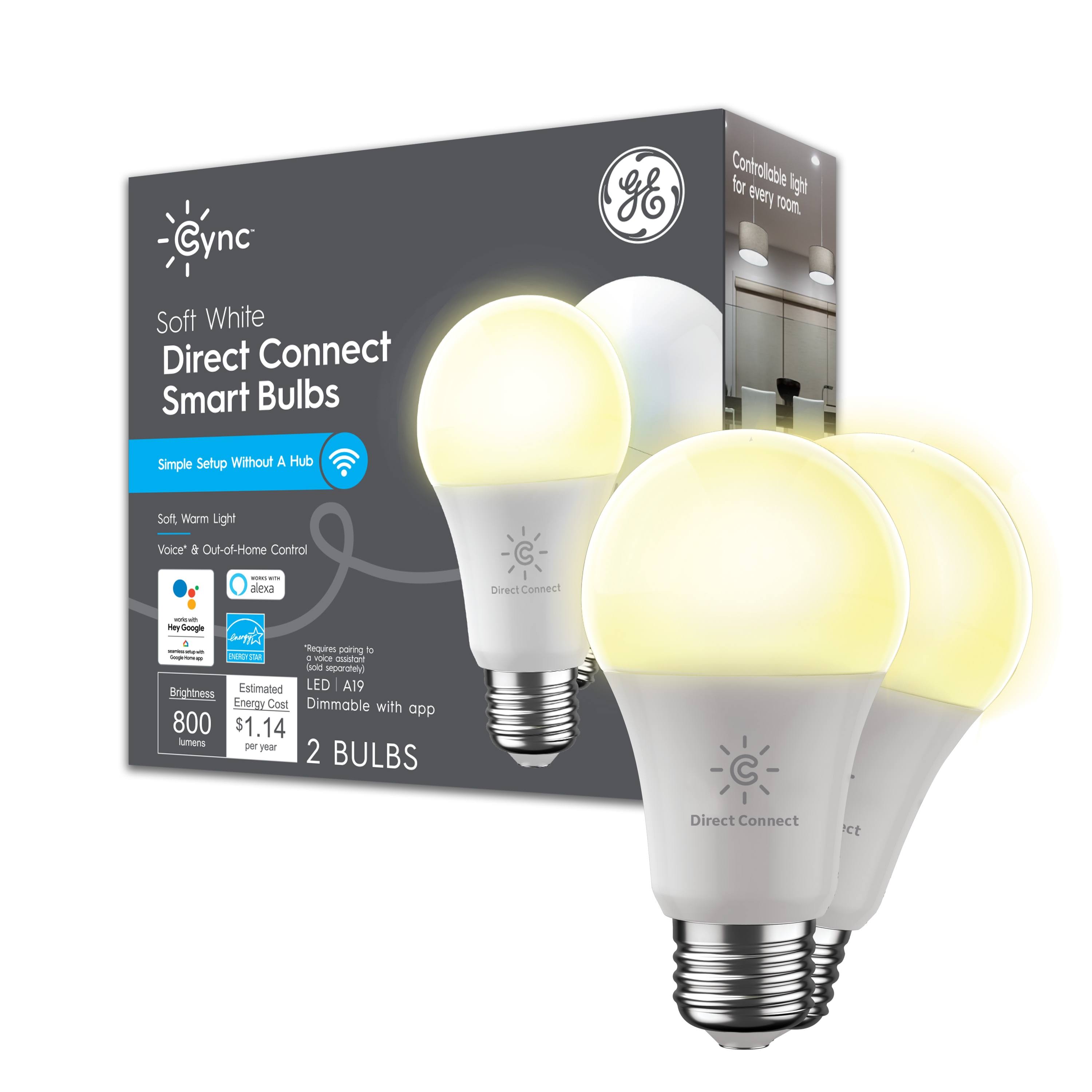 Cync by GE Soft White Direct Connect Smart Bulbs (2 LED A19 Light Bulbs)