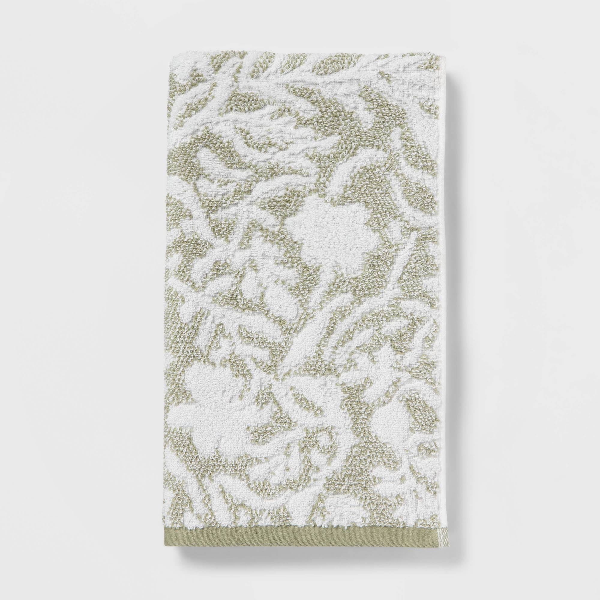 Performance Plus Hand Towel Light Green Floral - Threshold