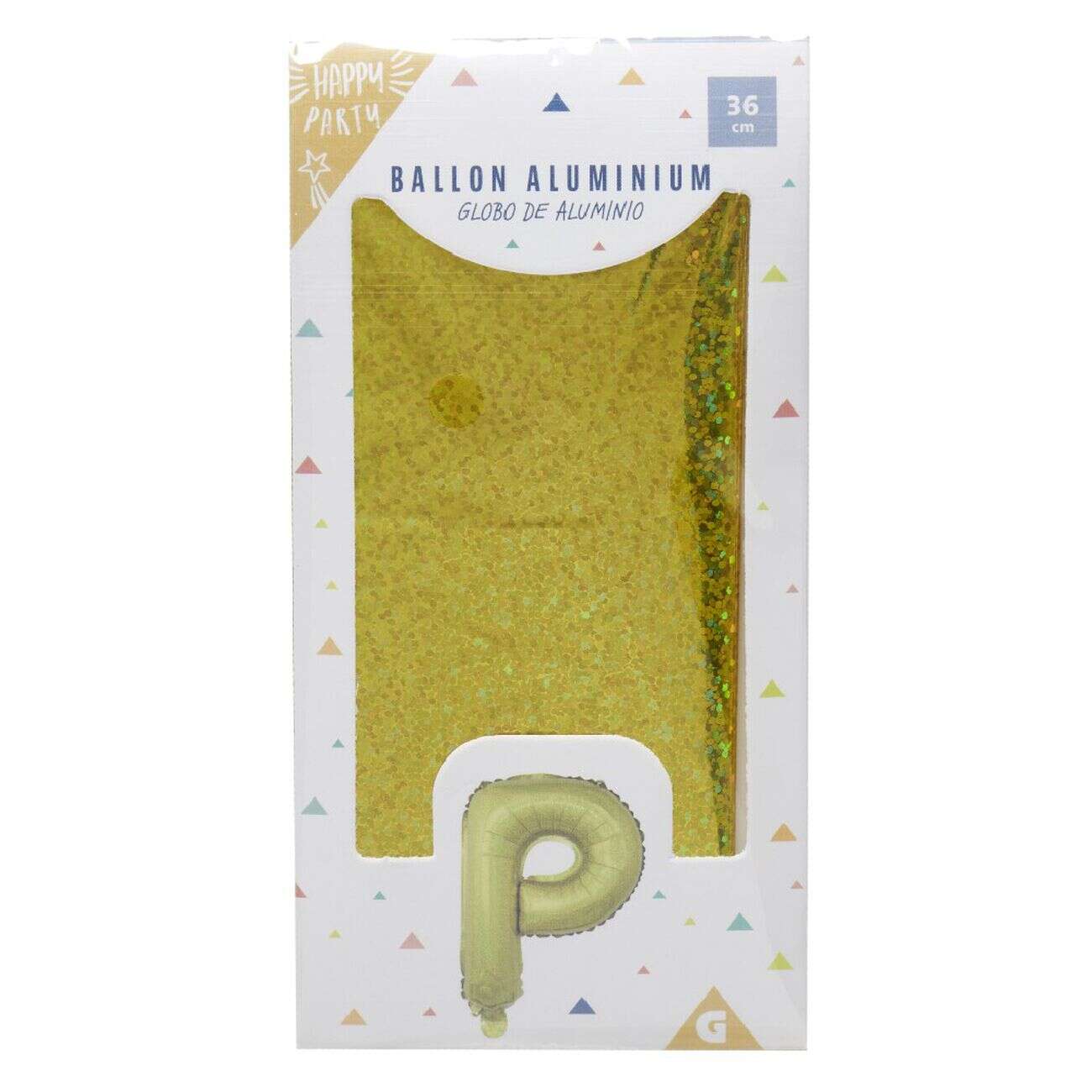 Ballon forme lettre P aluminium (2 modèles doré ou argenté)