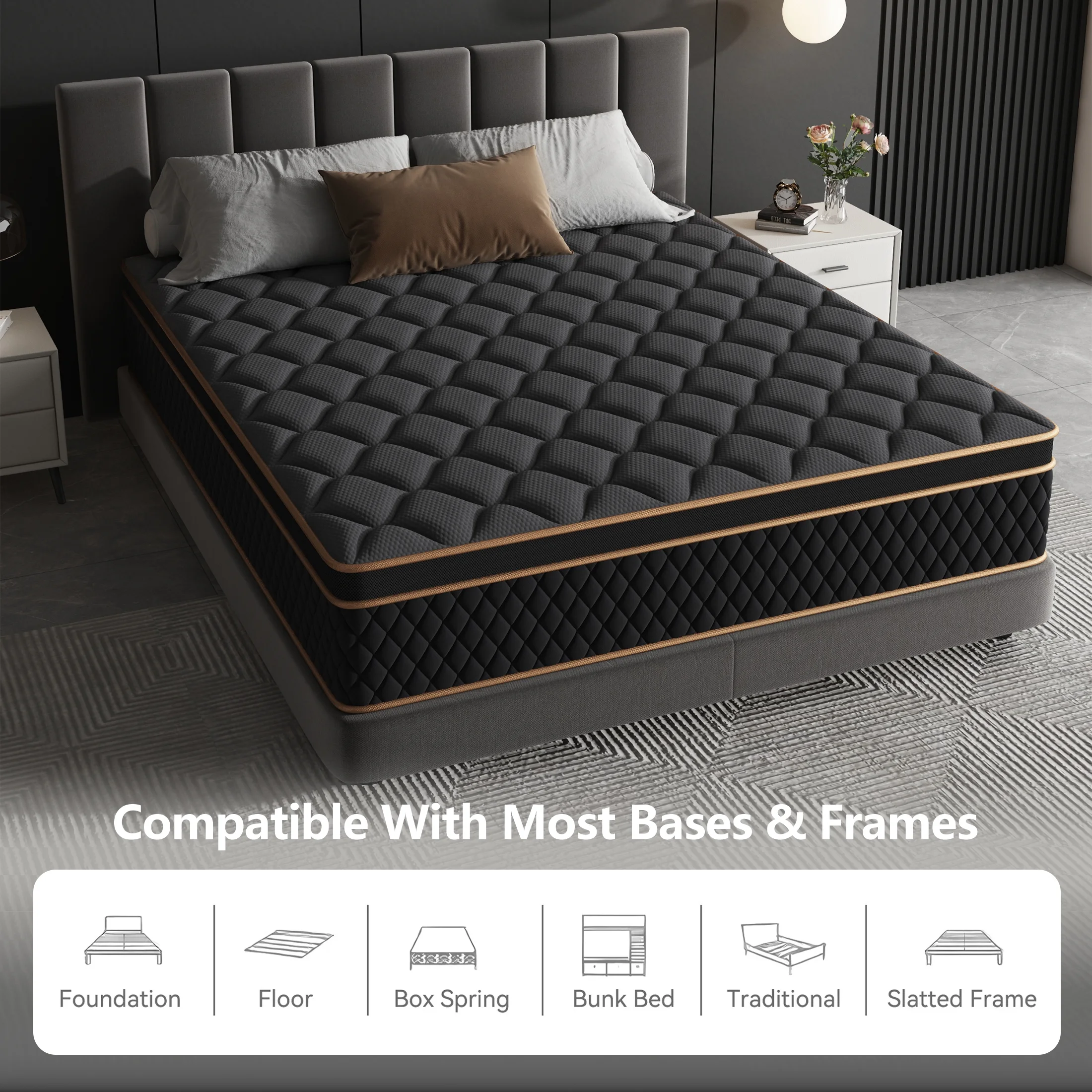 12 inch Queen Mattress in a Box, Individual Pocket Spring Mattress with Motion Isolation, Pressure Relief Edge Support, Medium, Euro Top(Queen/12 in) - Image 8