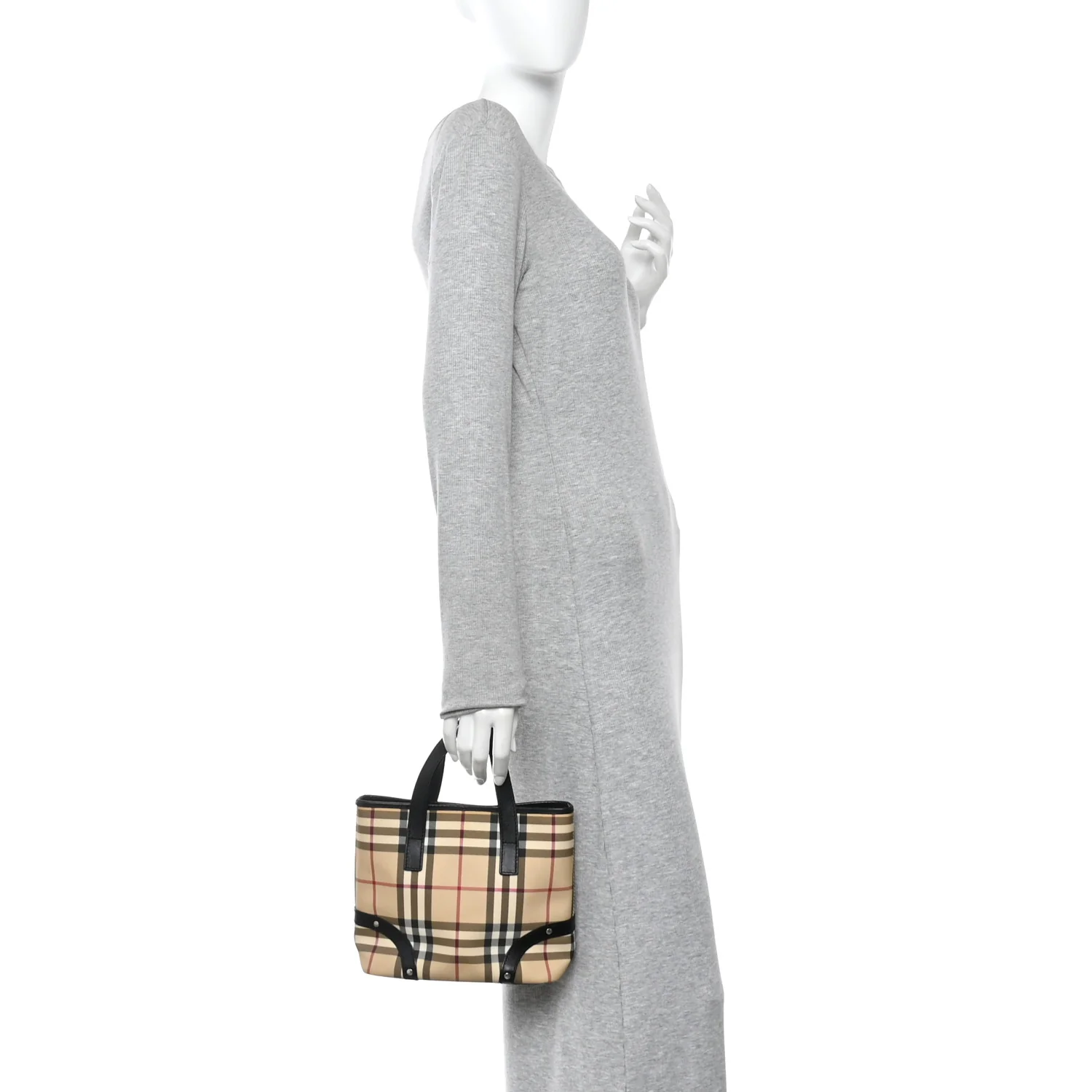 House Check Studded Small Tote Black