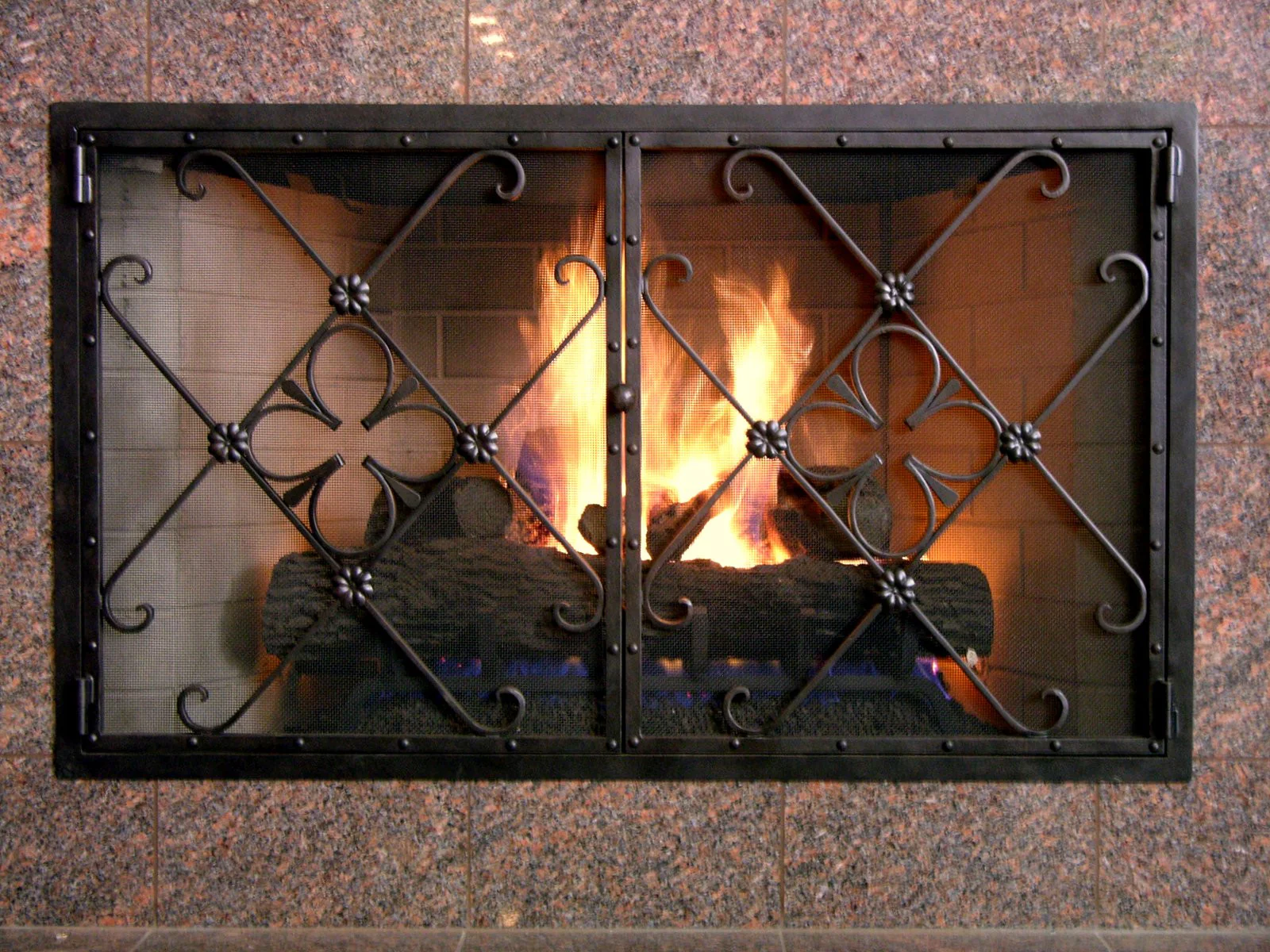 Tudor Rose Fireplace Screen Door - TA Screen Specialist, Inc.