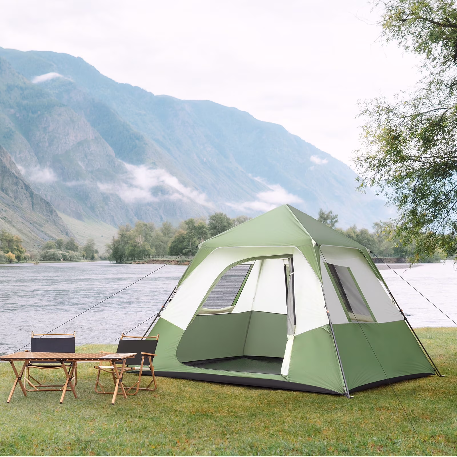 10 Person Tent Large Multi Room Tent for Family Camping Cabin Huge Tent with Carry Bag(Gray White) - Image 5