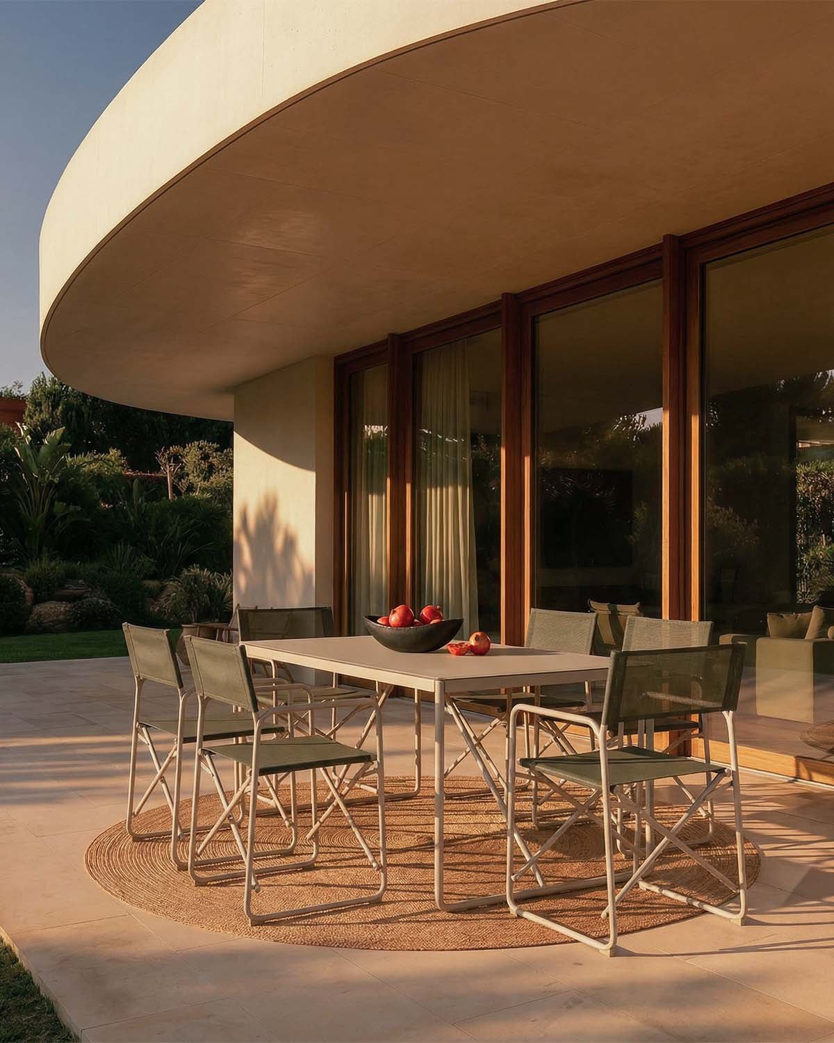 Bowye - Set de Mesa Rectangular (185x85 cm) y 6 Sillas Plegables de Metal y Tela de Exterior Bowye
