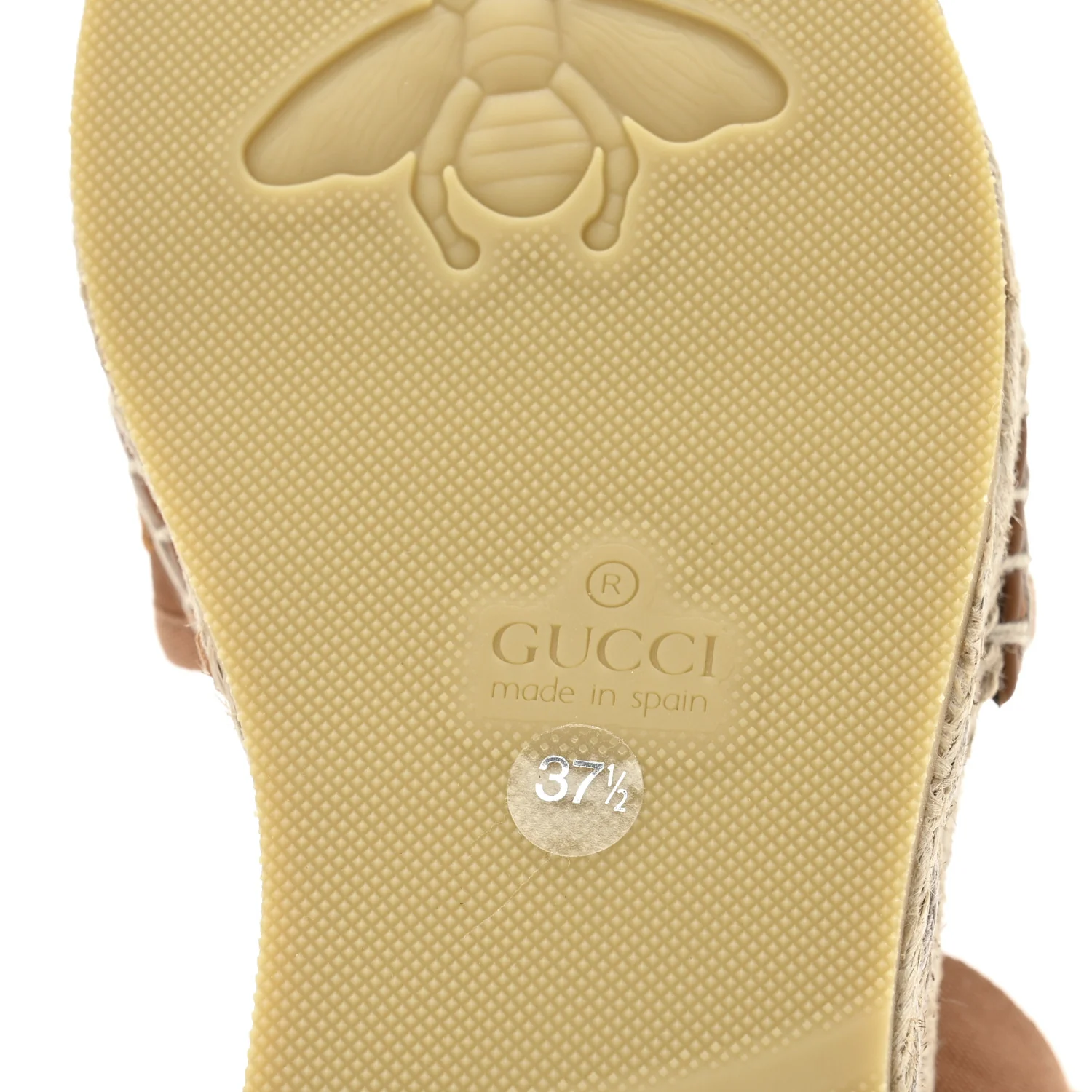 Canvas Damita GG Eyelet Espadrille Wedge Sandals 37.5 Blondie Cognac