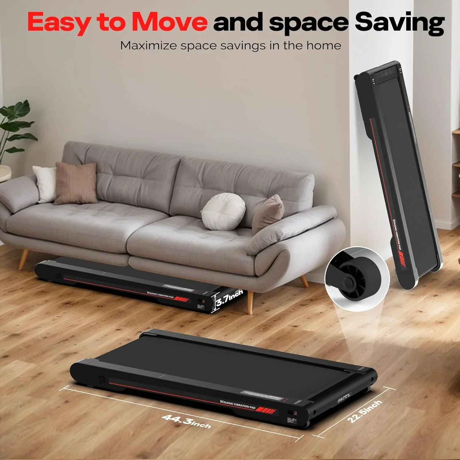 Tapis de marche vibrant Sperax avec application 3 en 1, tapis de marche sous bureau