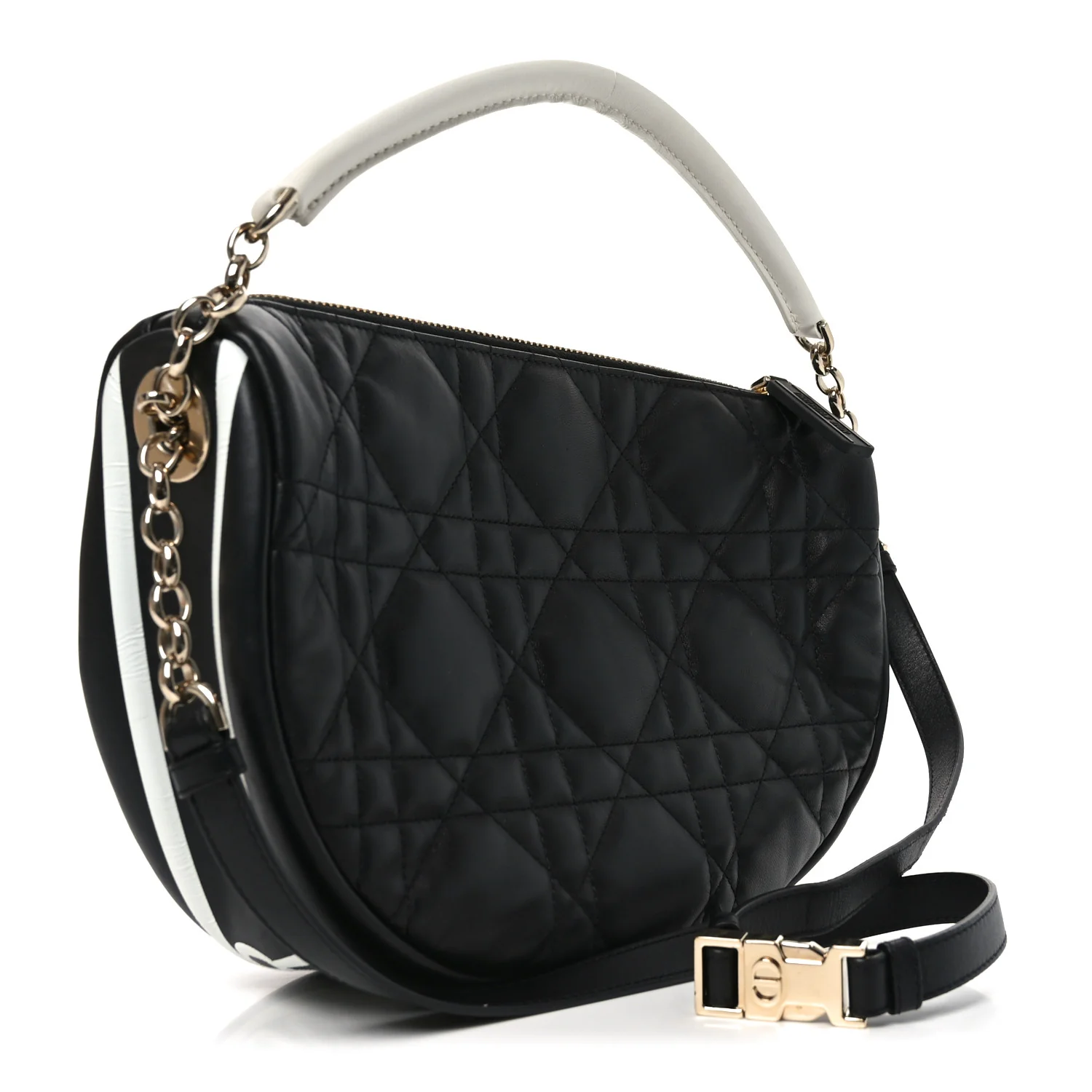 Lambskin Cannage Medium Dior Vibe Hobo Bag Black