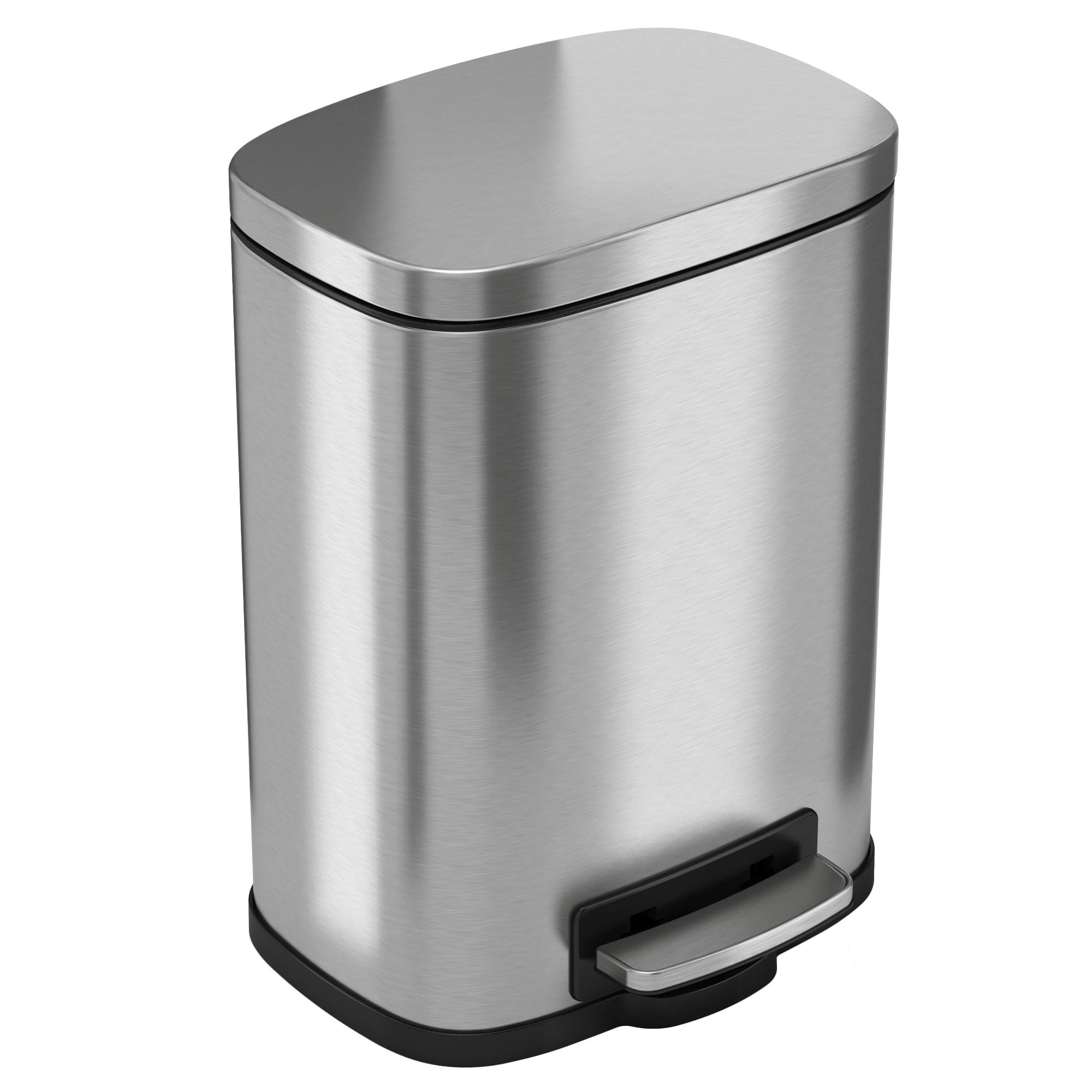 iTouchless SoftStep 5 Liter Stainless Steel Step Trash Can, 1.32 Gallon Small Pedal Bathroom