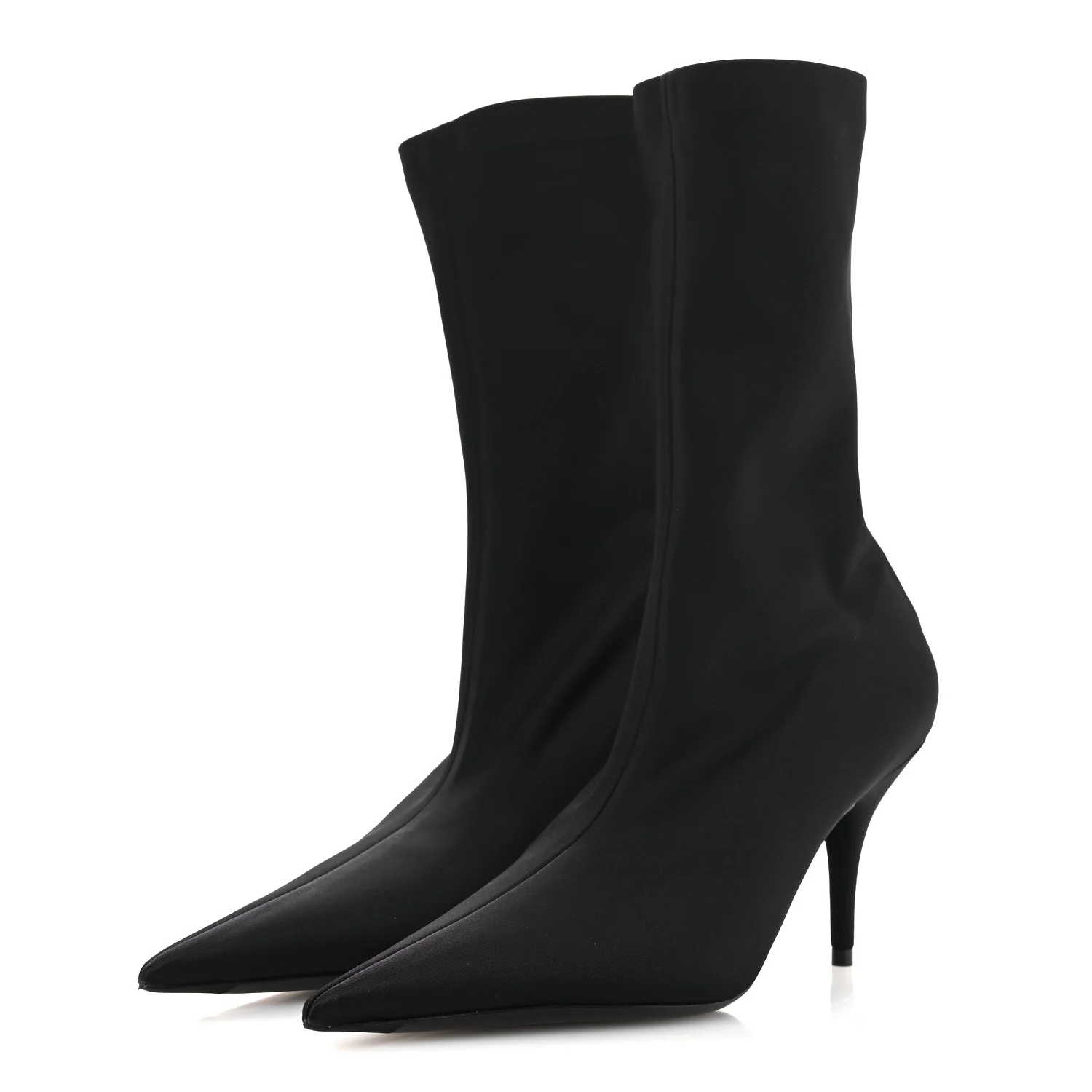 Jersey Crepe Extreme Pointed Toe Knife Booties 36 Black