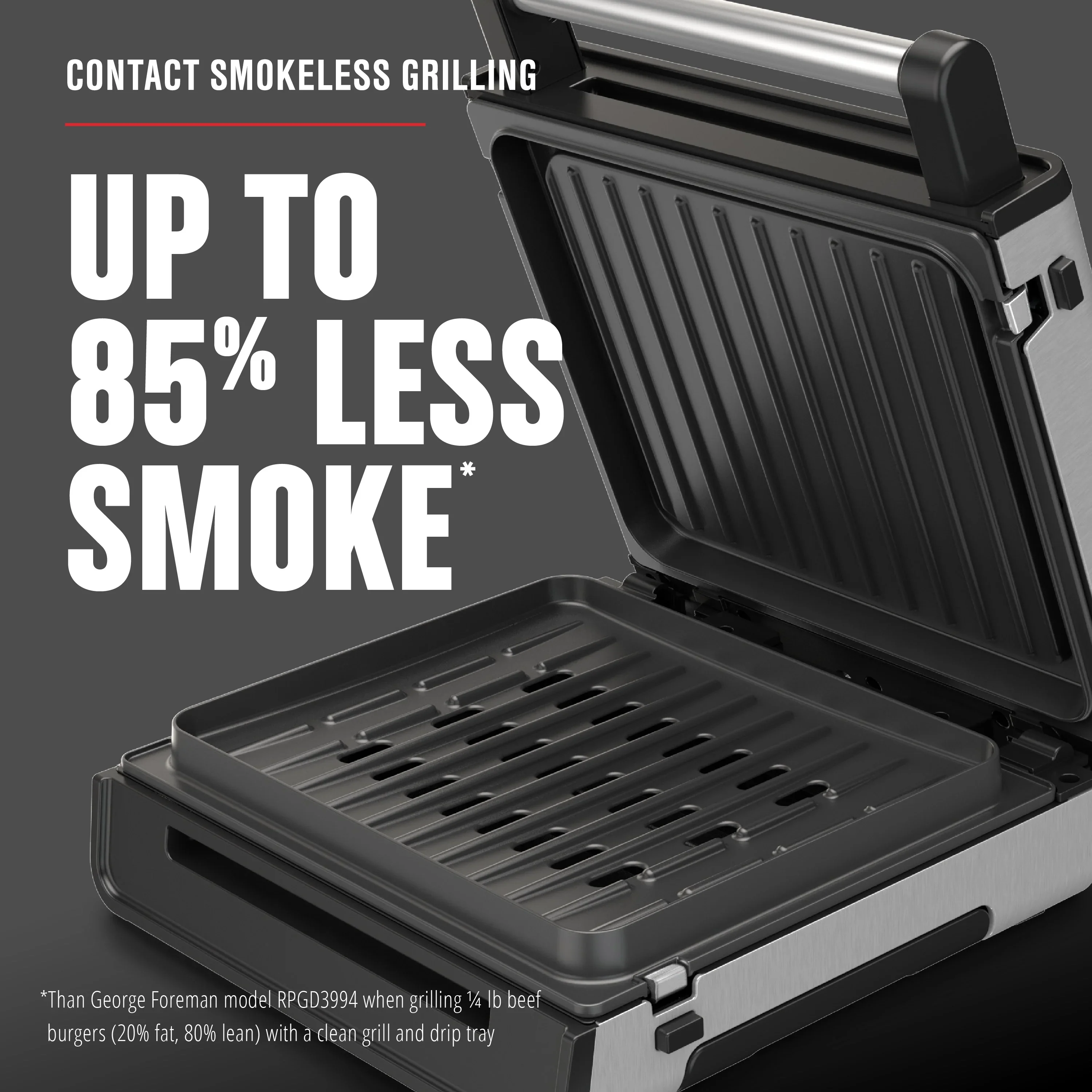 Foreman Contact Smokeless - Ready Grill, Family Size (4-6 Servings), GRS6090B-1