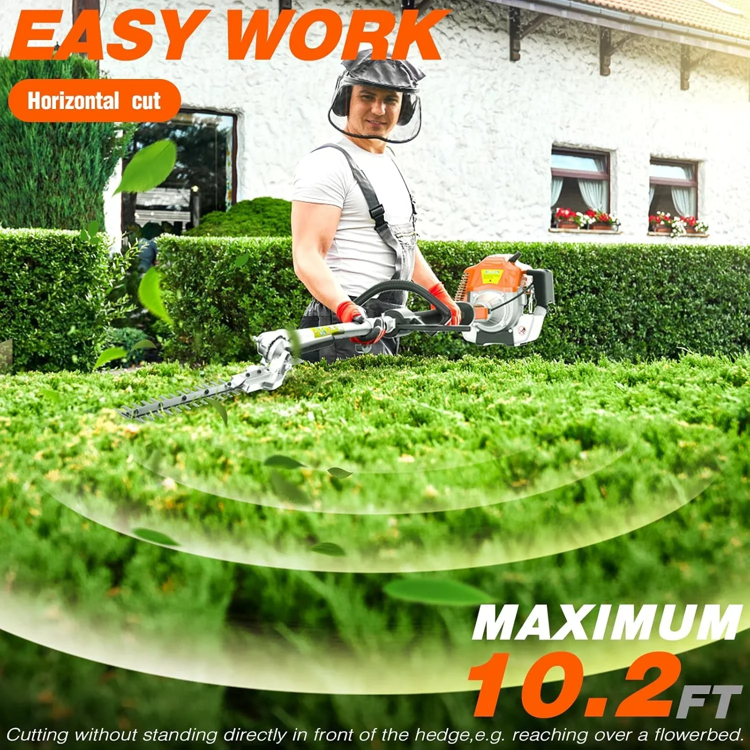Zhixing 52CC 2-stroke 3-in-1 petrol lawn mower hedge trimmer, multifunctional garden pruning tool with weeder head + hedge blade, powerful lawn and tree trimmer, home gardening care machine