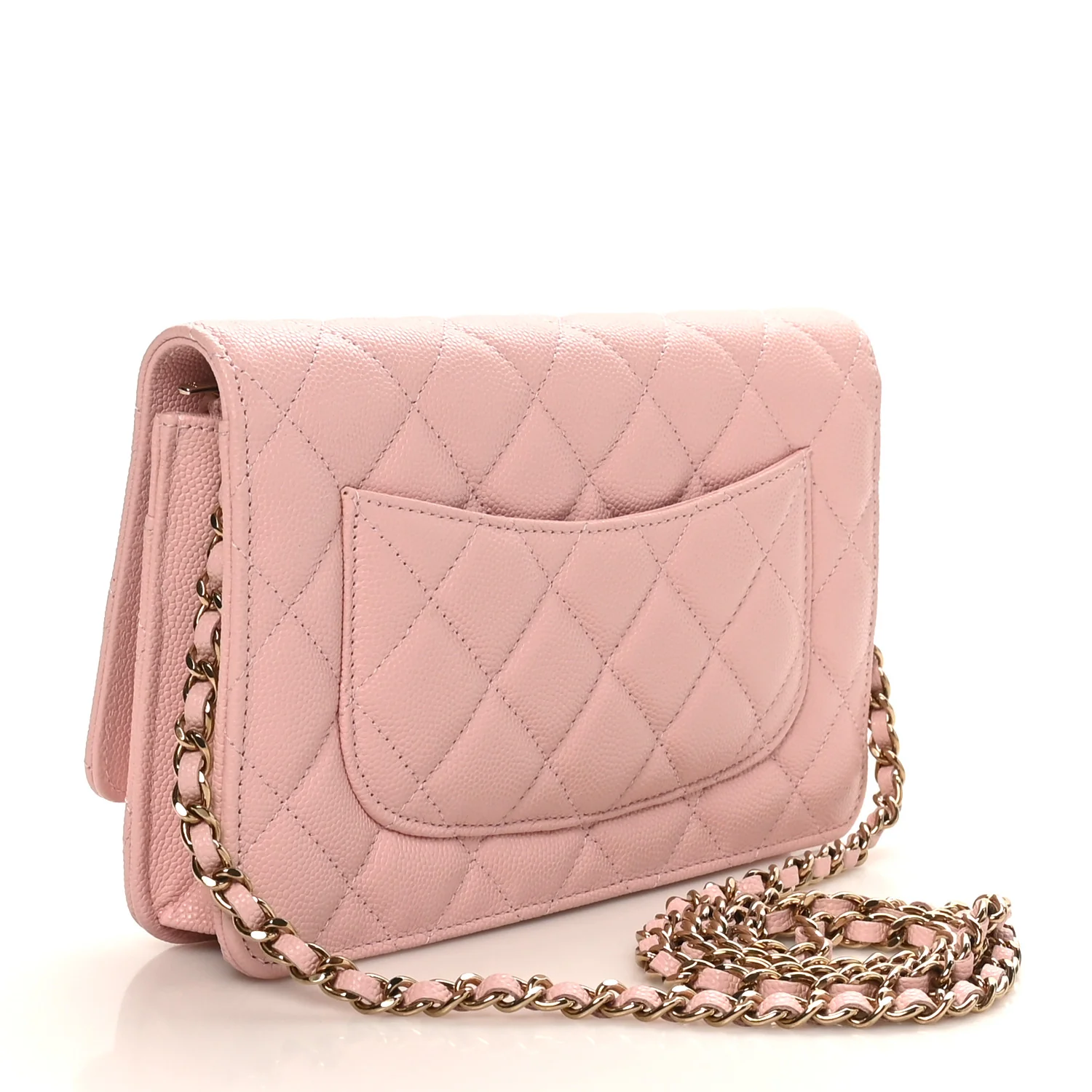 Caviar Quilted Wallet on Chain WOC Light Pink