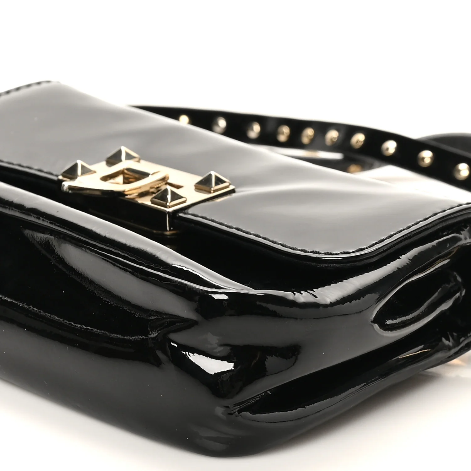 Patent Rockstud Flip Lock Flap Black