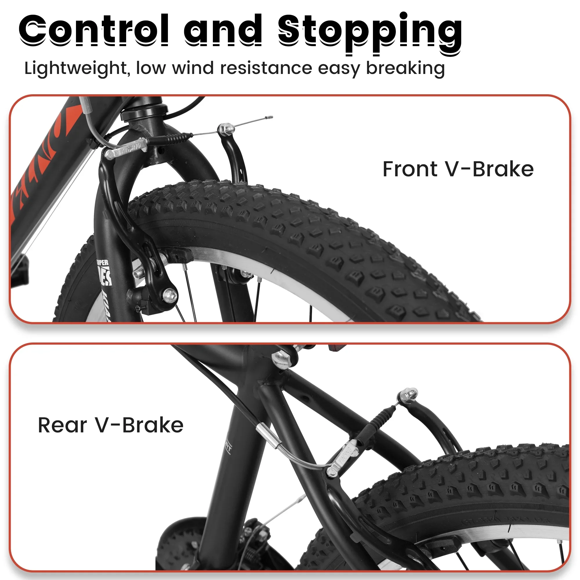 24-Inch Mountain Bike, 21-Speed Bicycle with Carbon Steel Frame & Dual V-Brakes(Black&Green)