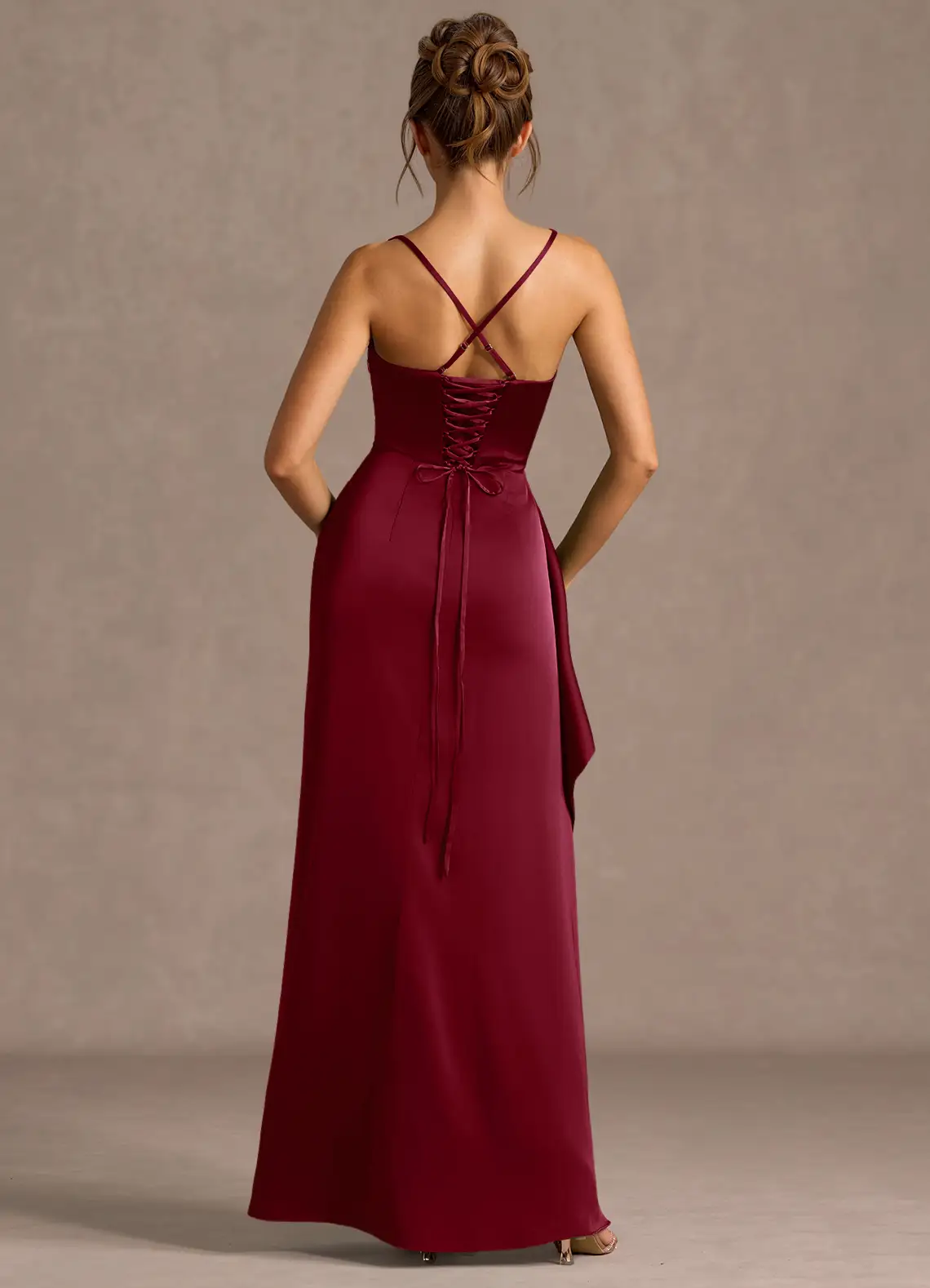 Thora Merlot Open Back Prom Dress