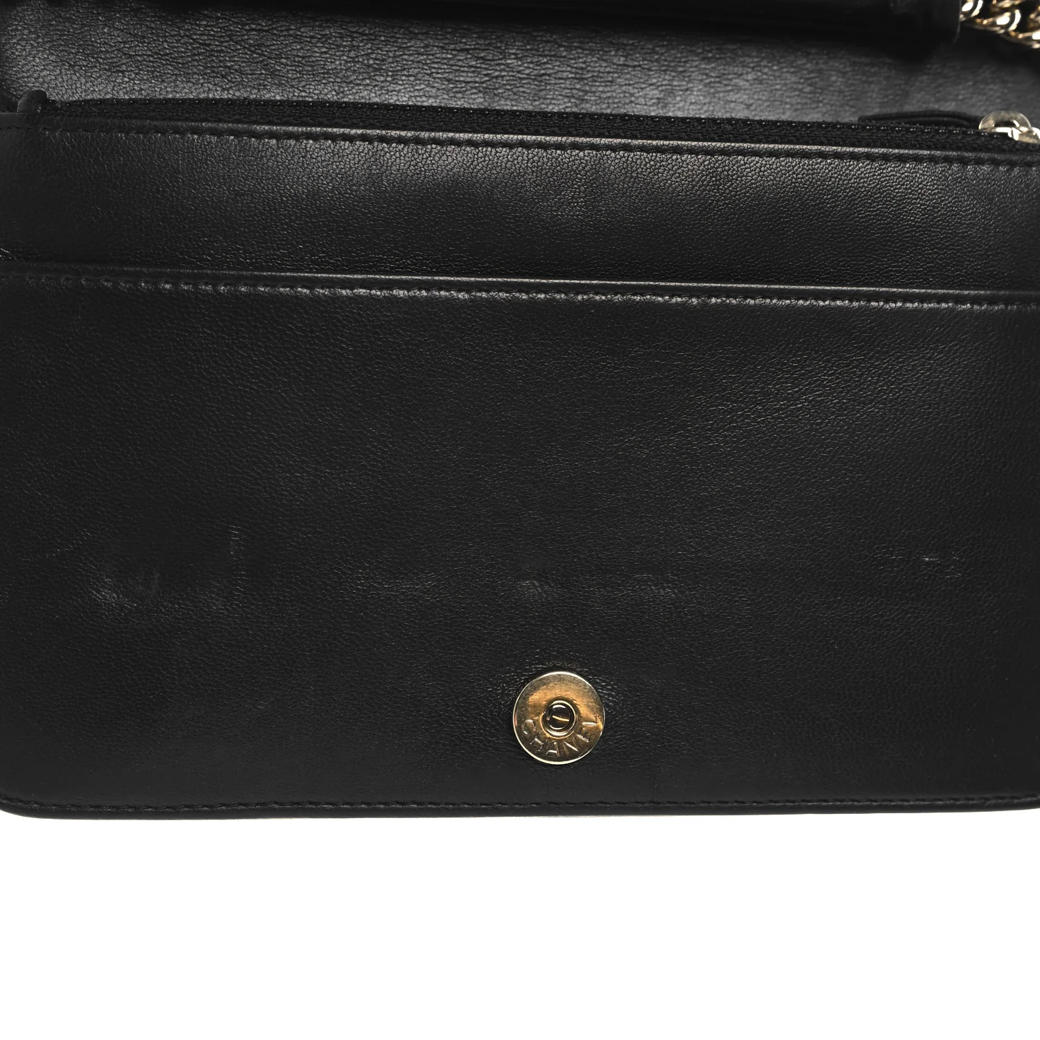 Lambskin Chevron Boy Wallet On Chain WOC Black