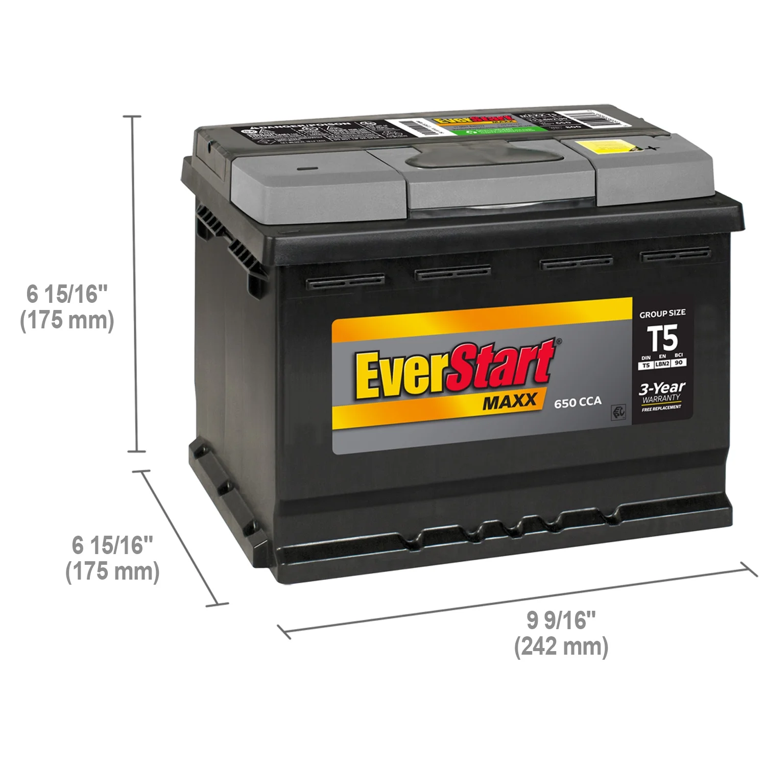 Maxx Lead Acid Automotive Battery, Group Size T5 12 Volt, 650 CCA 95 RC - Image 7