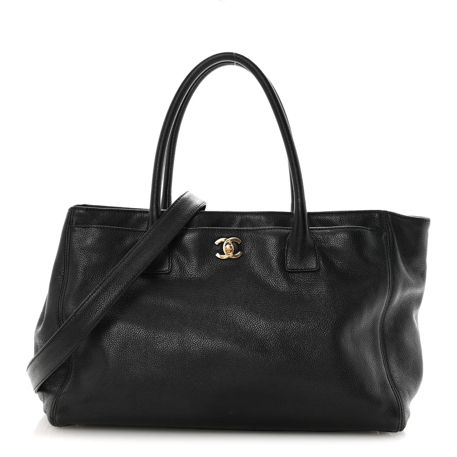 Calfskin Cerf Executive Shopper Tote Black