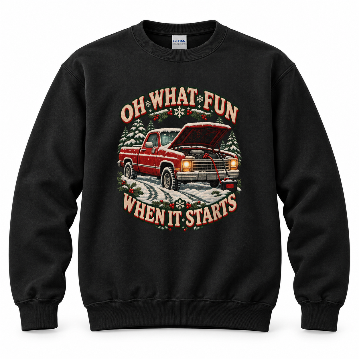 Oh What Fun When It Starts Truck Crewneck Sweatshirt