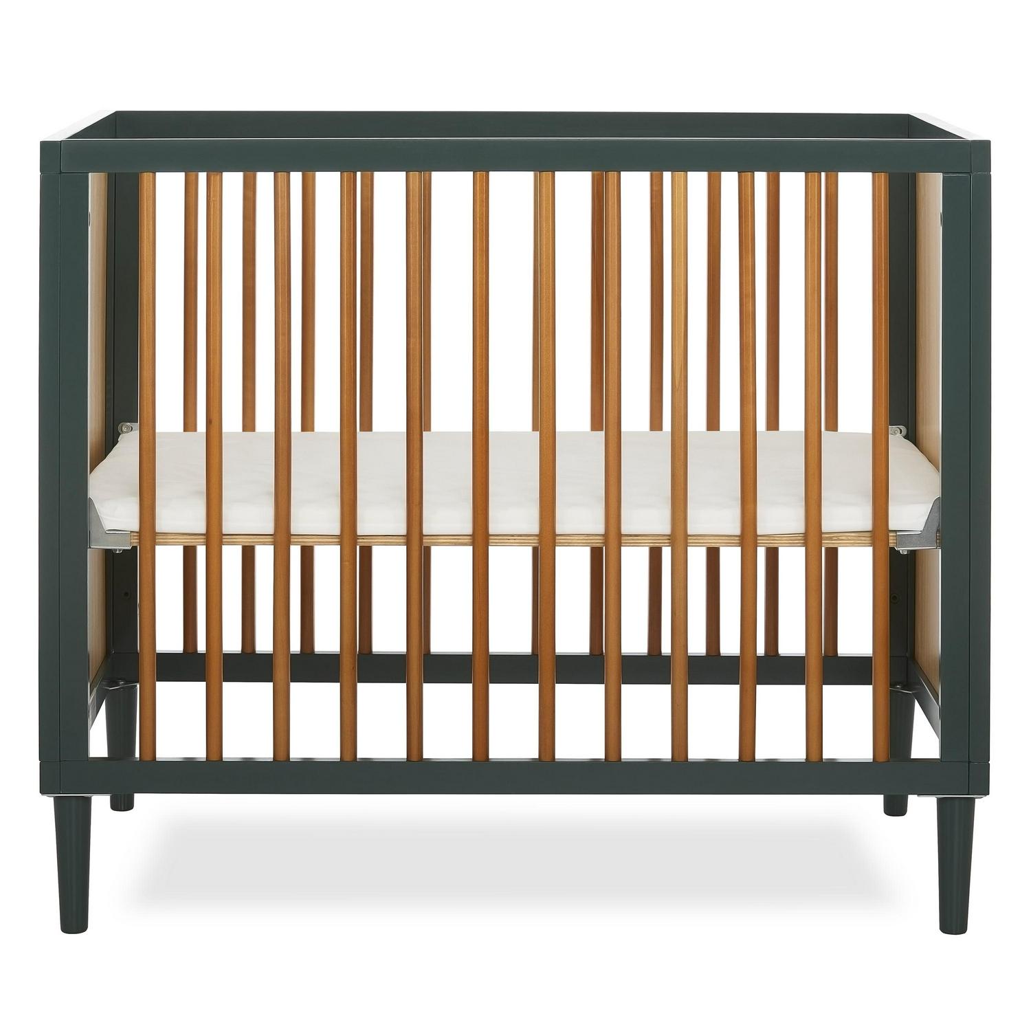 Lucas Mini Modern Crib With Rounded Spindles I Convertible Crib I Mid- Century Meets Modern I Portable Crib - Image 7