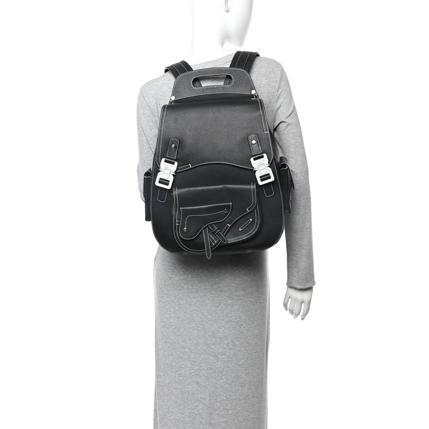 Grained Calfskin Maxi Gallop Backpack Black