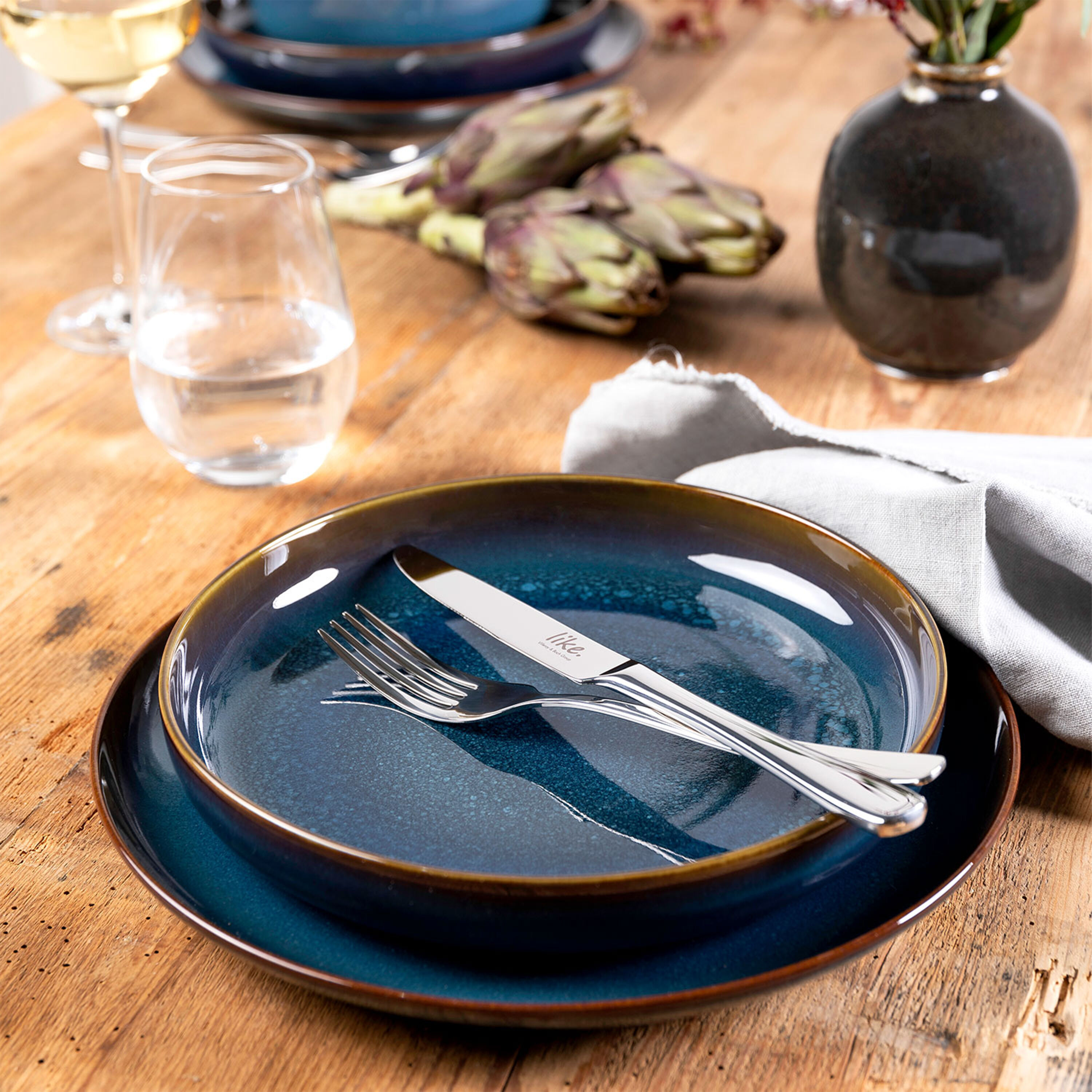 Crafted Salad/ Dessert Plate - Blue, 8.3'', Premium Porcelain