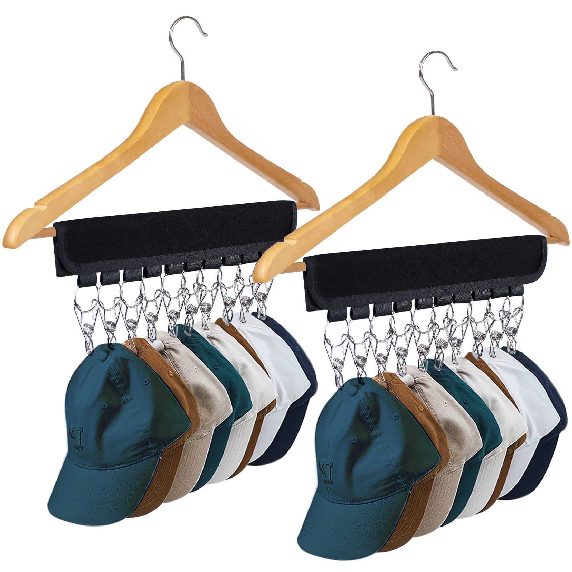 Binboov Hat Rack for Baseball Caps Hat Organizer Holder for Hanger & Room Closet Display, 2Pack 10 Hat Storage Clips for Hang Ball Caps Winter Beanie