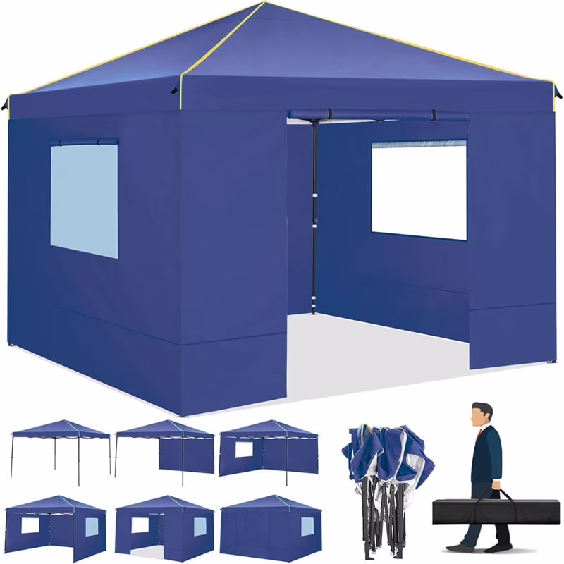 10x10 Pop up Canopy with Sidewalls,Waterproof Tent for Parties Wedding Event,Instant Outdoor Gazebos with Carry Bag,Stakes,Ropes Sandbags,Black(PVC Window/Black) - Image 5